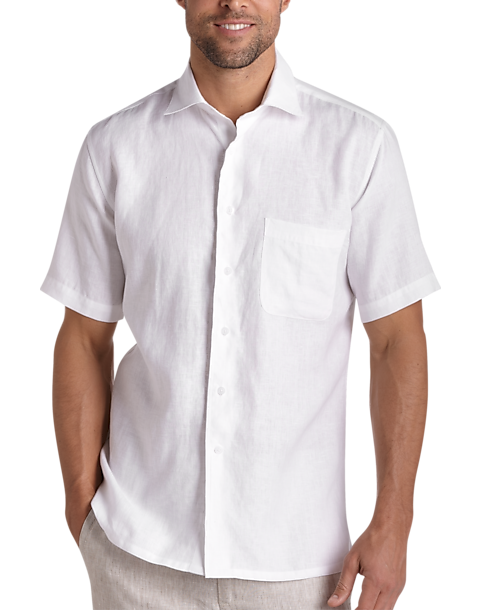 Pronto Uomo White Linen Modern Fit Sport Shirt - Men's Sale | Men's ...