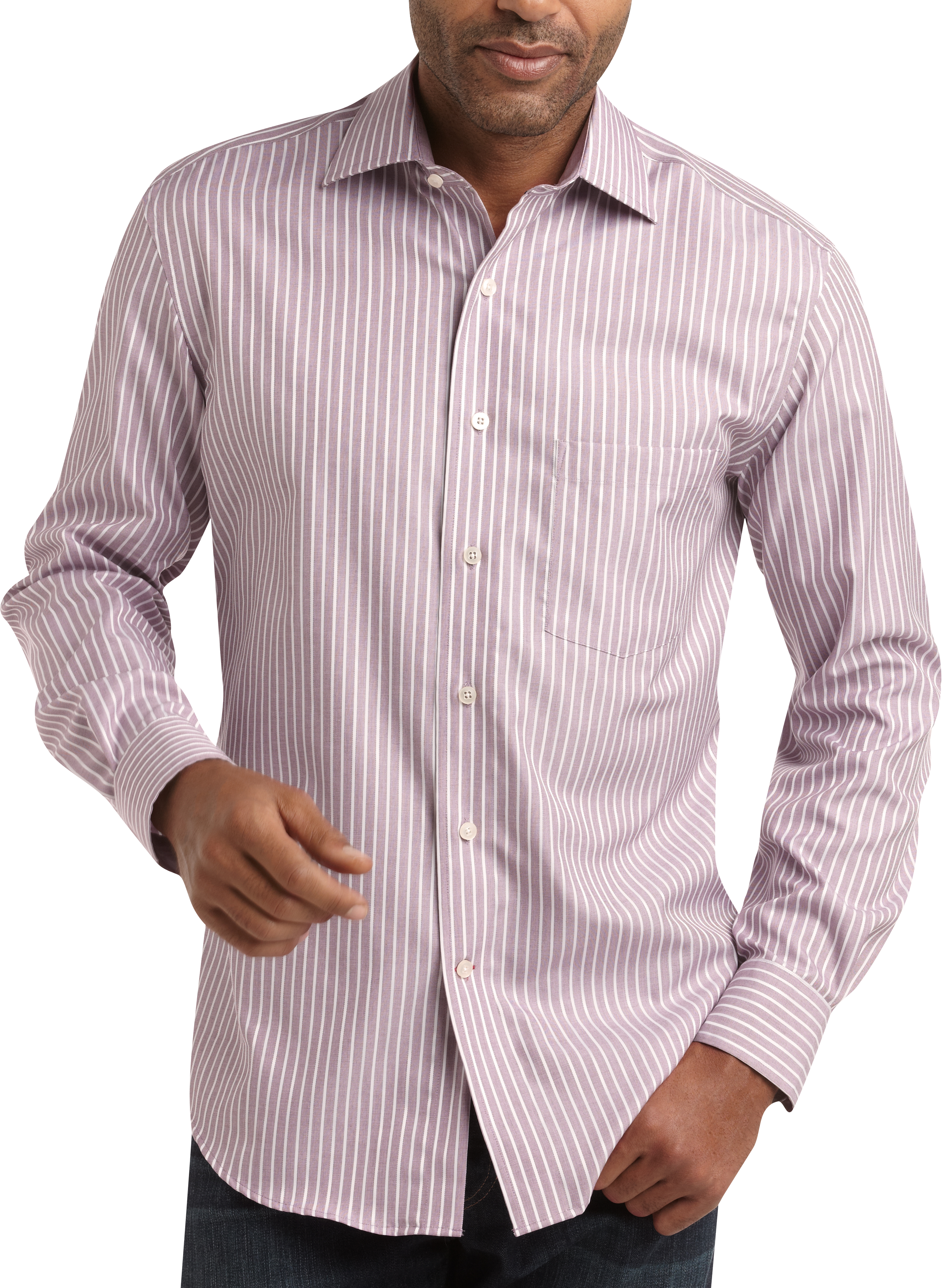 Egara Burgundy Stripe Sport Shirt - Men's Shirts | Men's Wearhouse