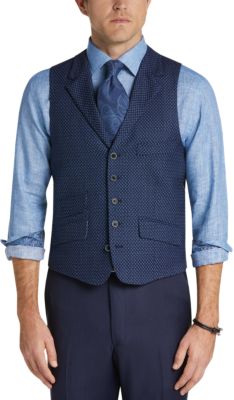 Joseph Abboud Collection Navy and Blue Wool & Linen Vest - Men's Suits ...