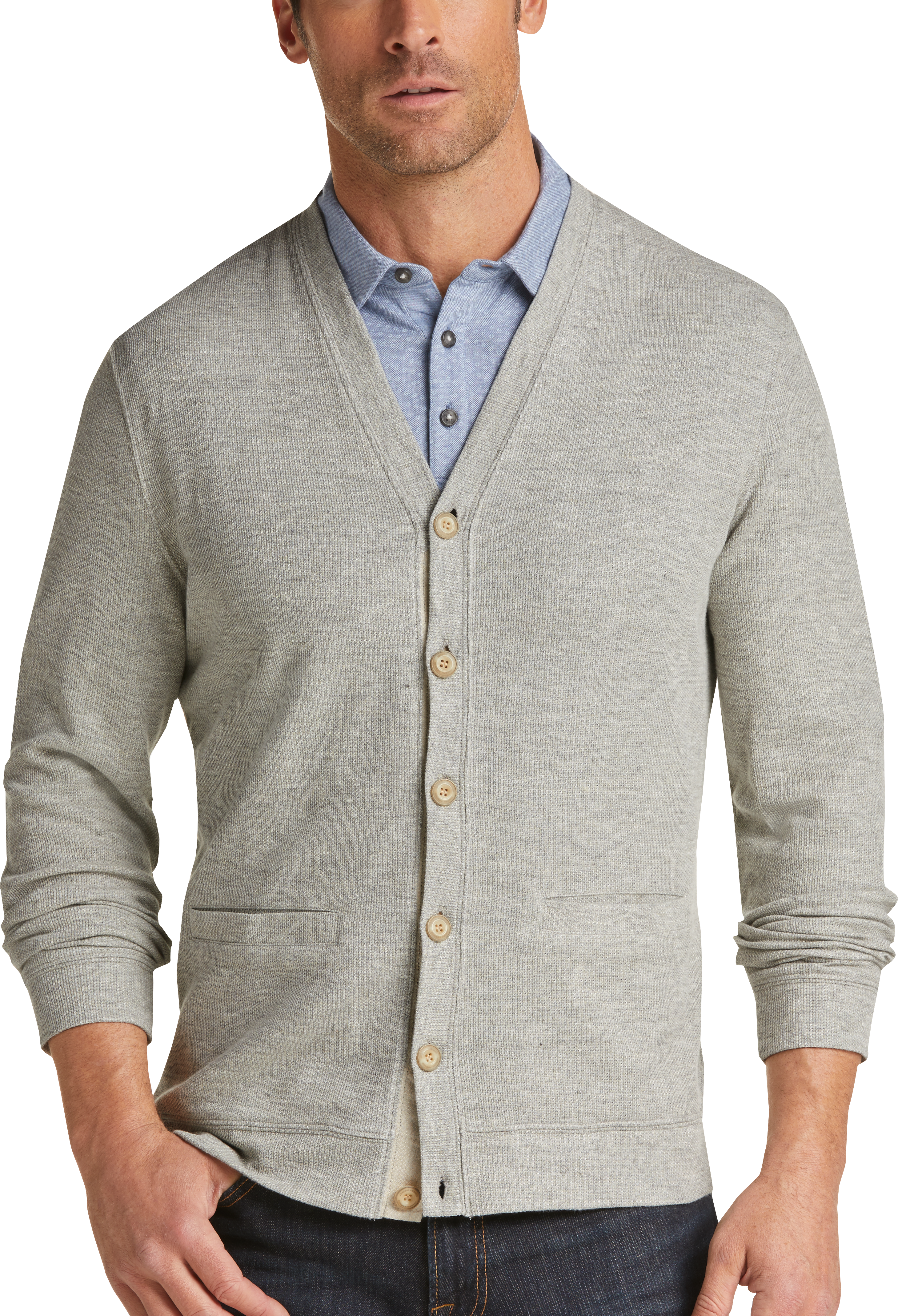 Joseph Abboud Light Gray Cardigan - Men's Sale | Men's Wearhouse