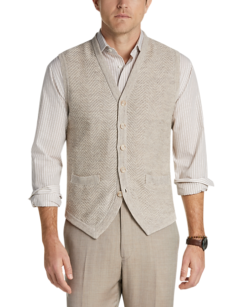 Joseph Abboud Collection Light Tan Linen-Blend Sweater Vest - Men's VIP ...