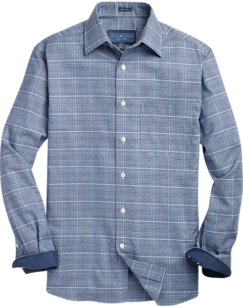 Joseph Abboud Indigo Sport Shirt, Blue Glen Plaid - Men's Sale | Men's ...