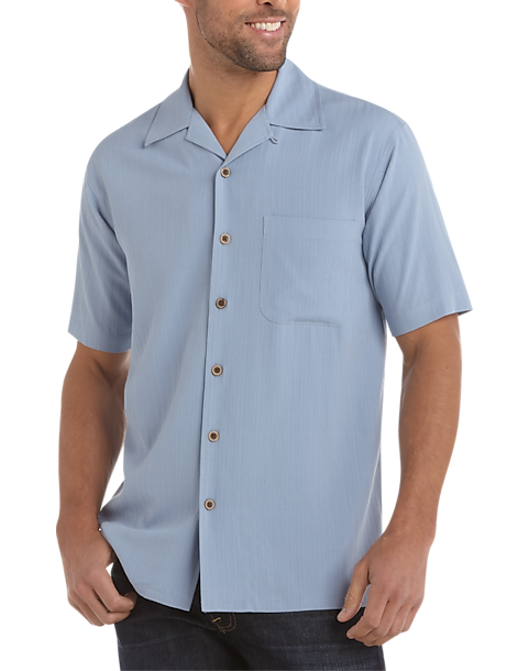 Joseph & Feiss Powder Blue Silk Camp Shirt - Men's Shirts | Men's Wearhouse