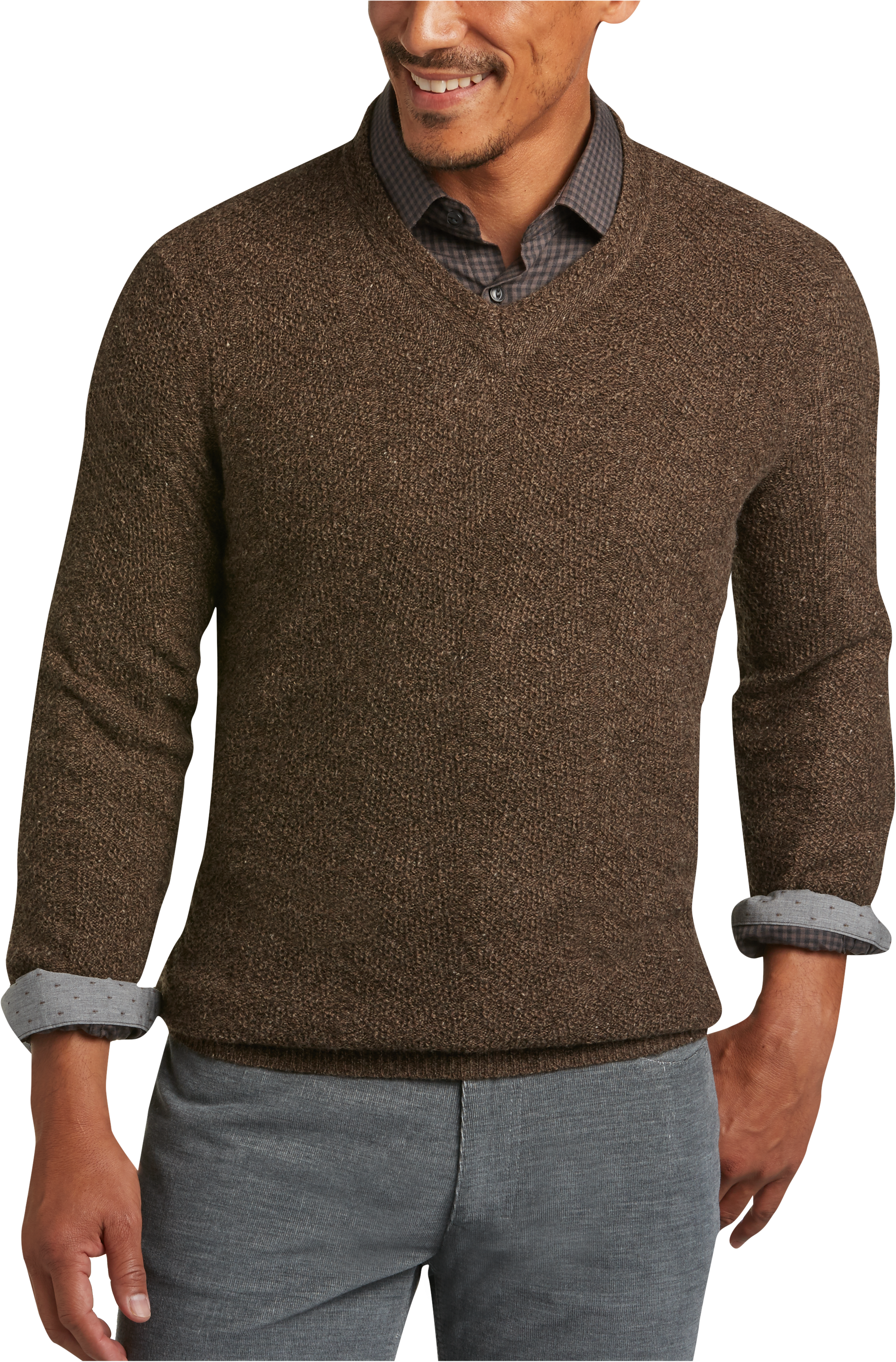 Joseph Abboud Brown V-Neck Sweater - Men&#39;s Sale | Men&#39;s Wearhouse