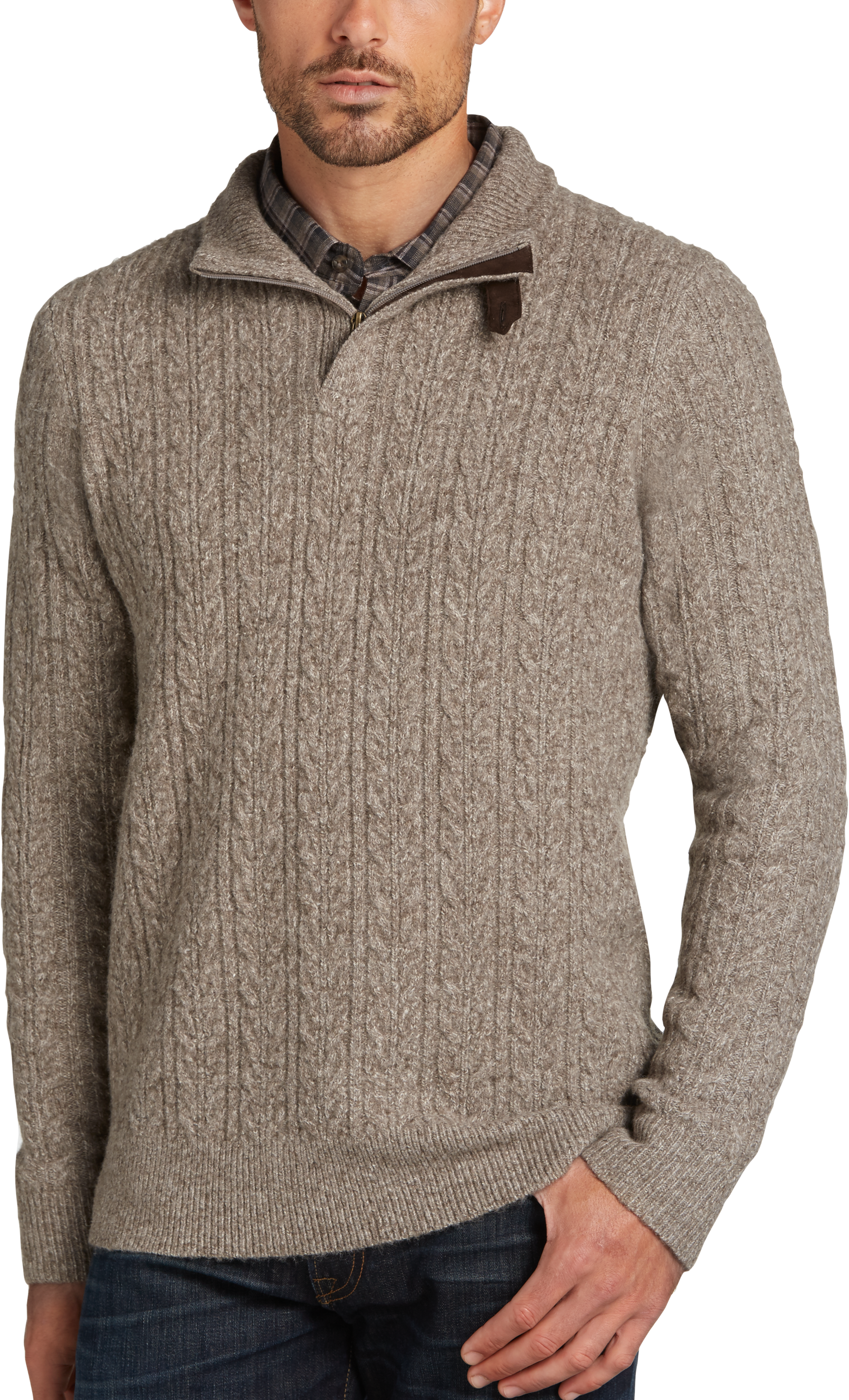 Joseph Abboud Natural 1/4 Zip Sweater - Men's Sale | Men's Wearhouse