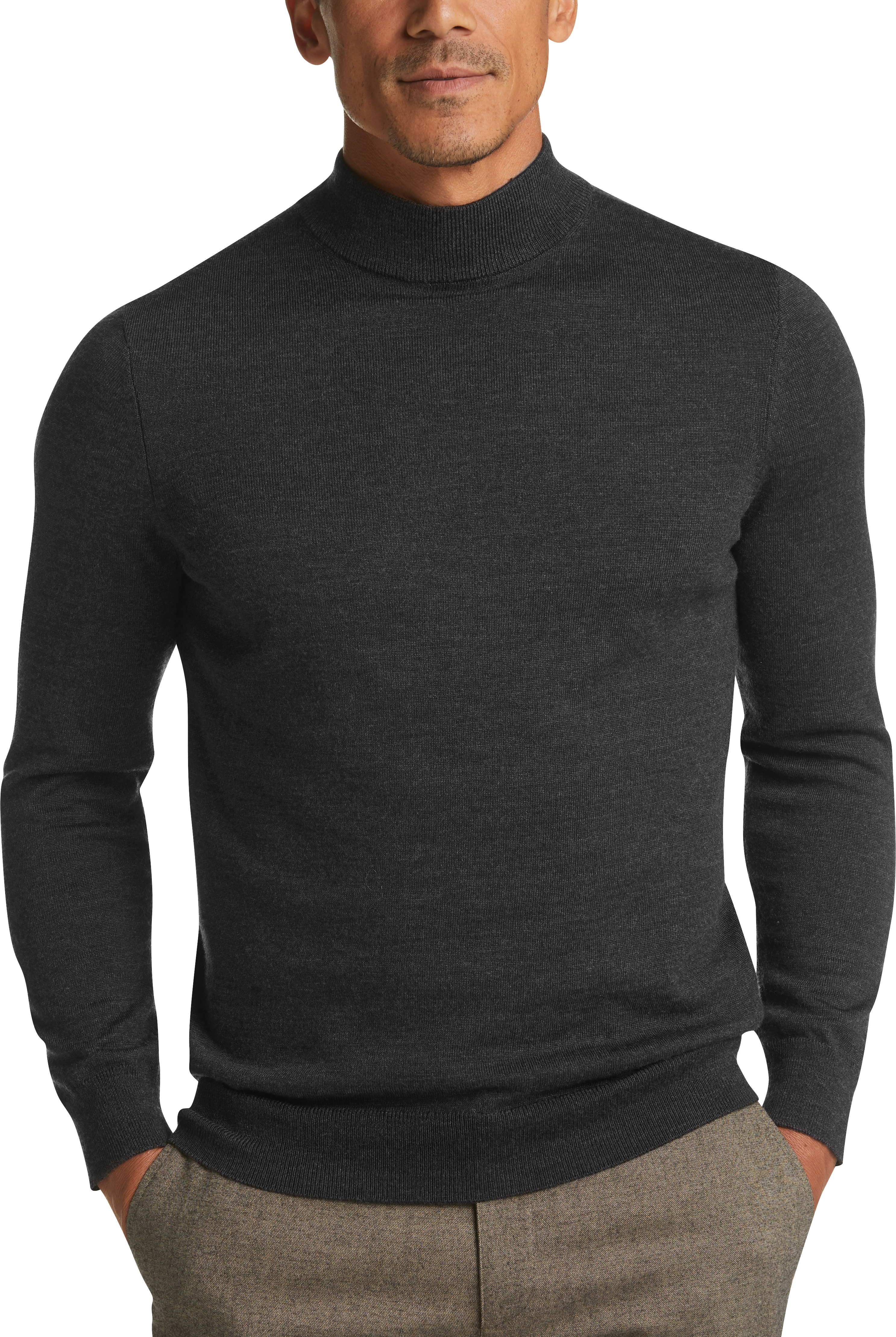 Joseph Abboud Charcoal Mock Neck Performance Sweater - Men's Sale | Men ...