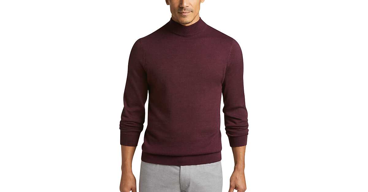 Joseph Abboud Wine Mock Neck Performance Sweater Men's Sale Men's
