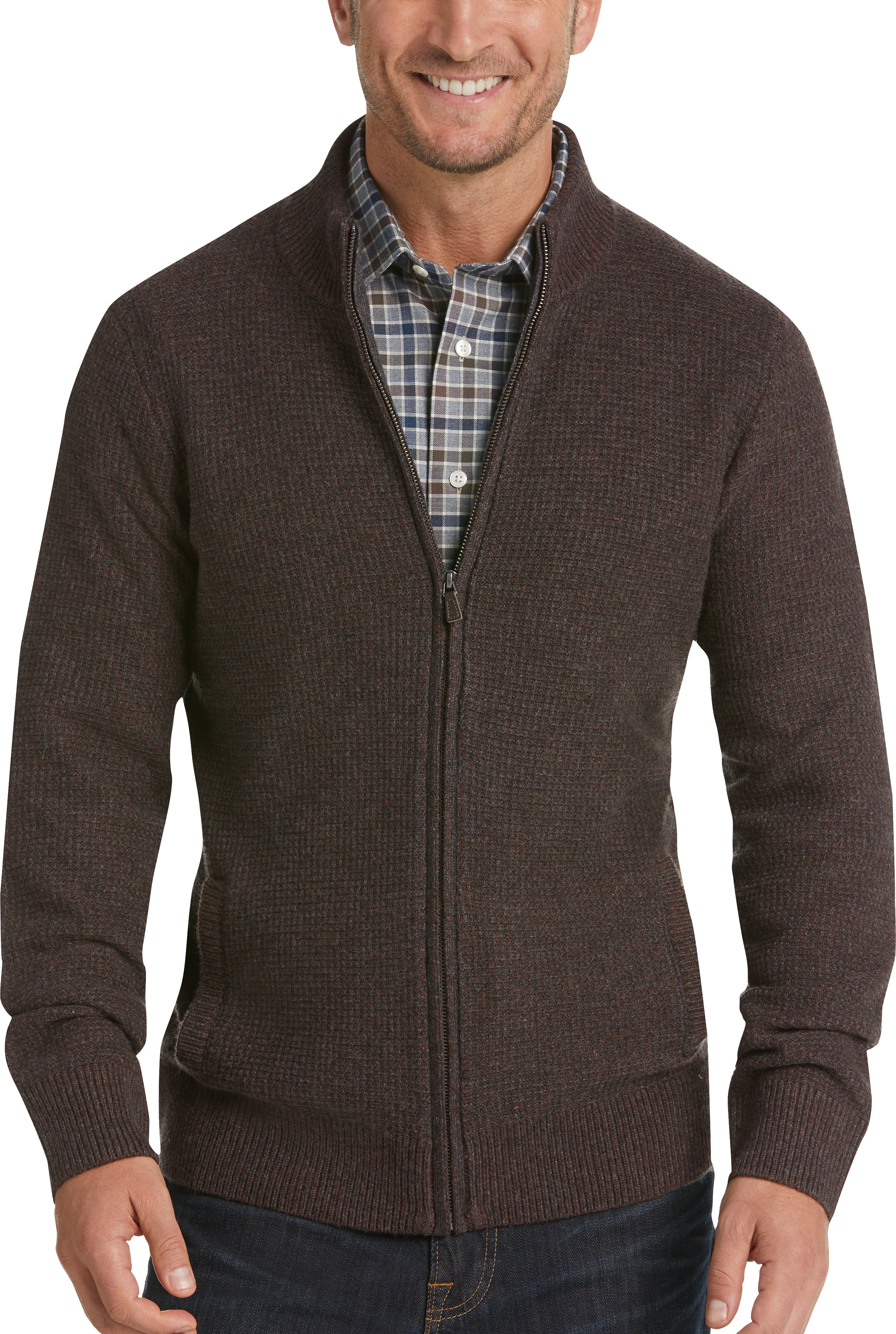 grey zip up cardigan mens