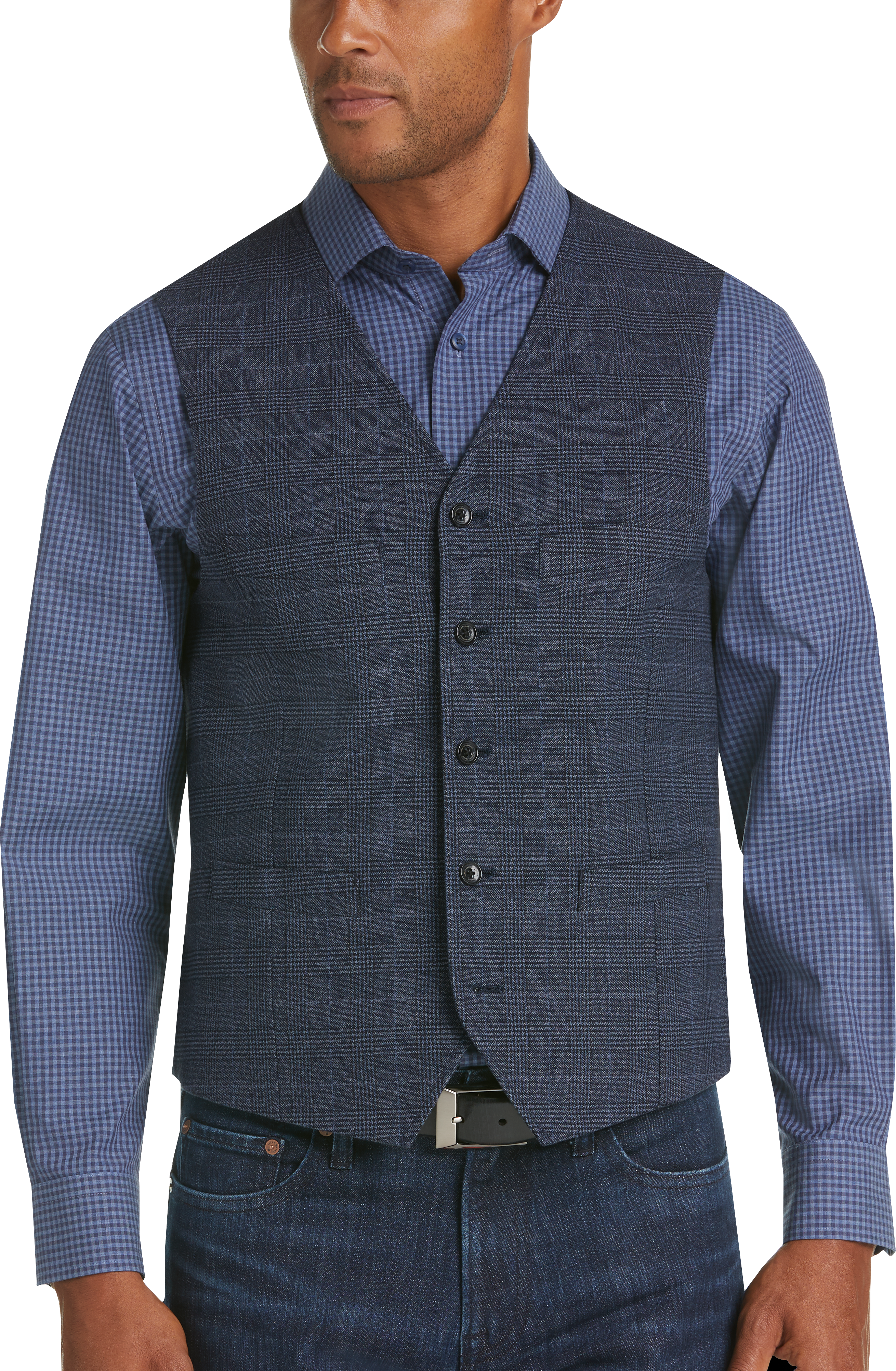 Joseph Abboud Navy Plaid Vest - Men's Sale | Men's Wearhouse