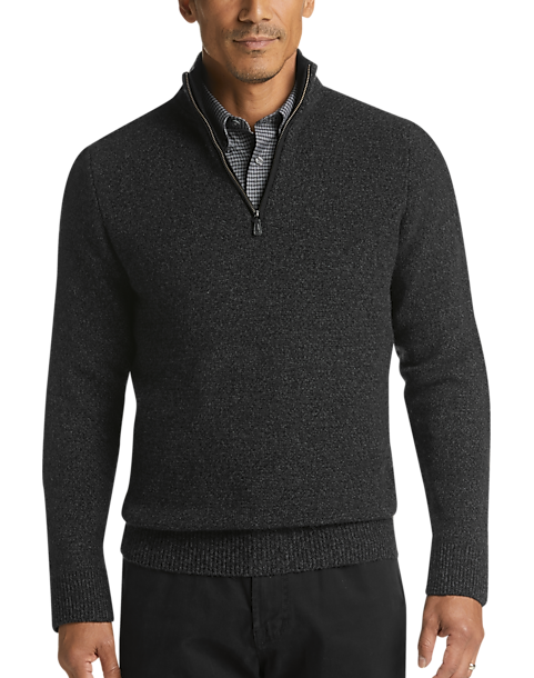 Download Joseph Abboud Limited Edition Black 1/4 Zip Mock Neck Cashmere Sweater - Men's Sweaters | Men's ...