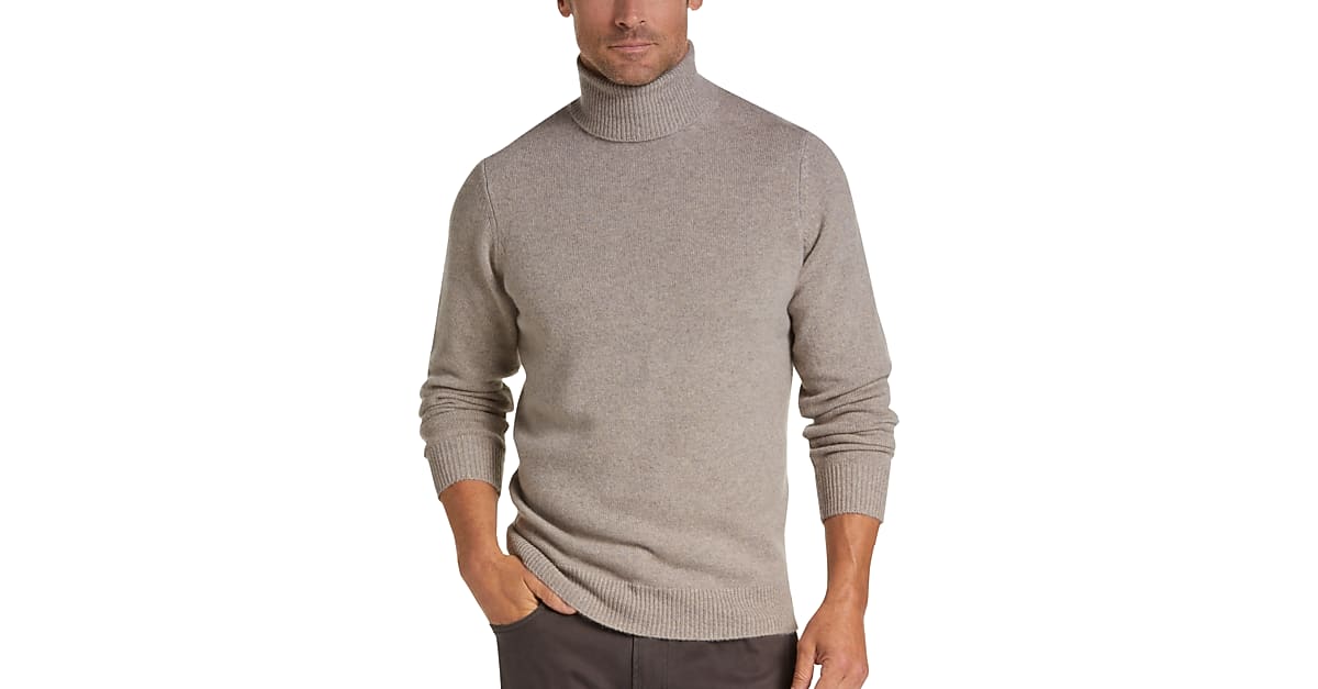 Joseph Abboud Limited Edition Wheat Cashmere Turtleneck Sweater Men's