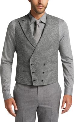 Joseph Abboud Collection Gray Textured Double-Breasted Vest - Men's ...