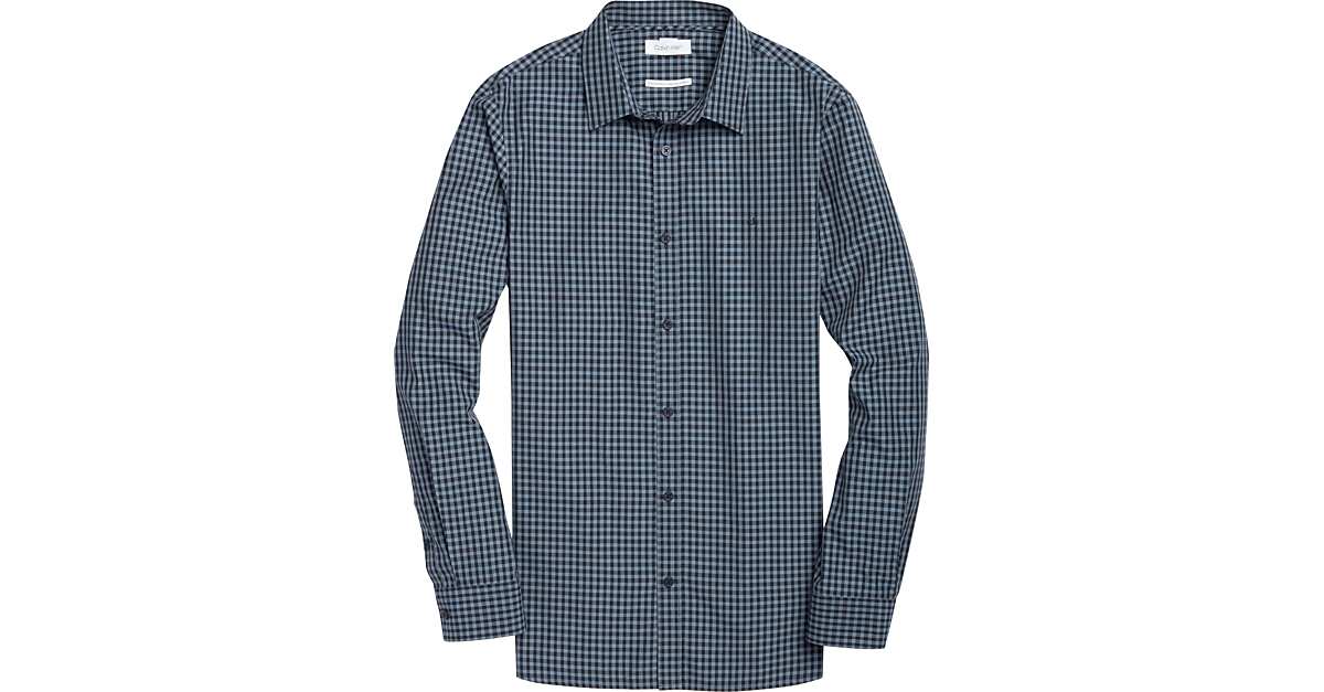 Calvin Klein Blue Check Cotton-Cashmere Sport Shirt - Men's Sale | Men's  Wearhouse