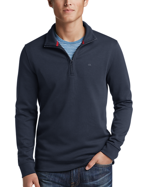 Calvin Klein Navy Blue 1/4 Zip Pullover - Men's Sale | Men's Wearhouse