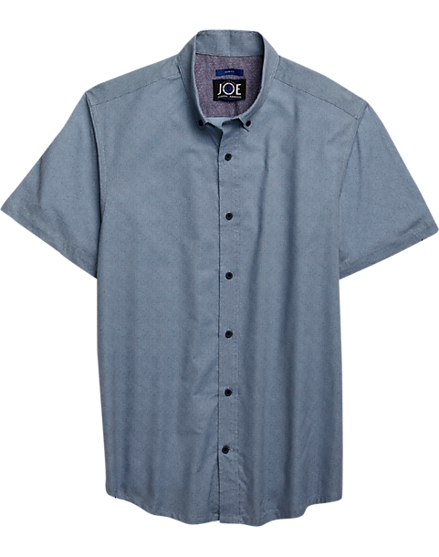JOE Joseph Abboud Blue Pattern Short Sleeve Sport Shirt - Men's Shirts ...