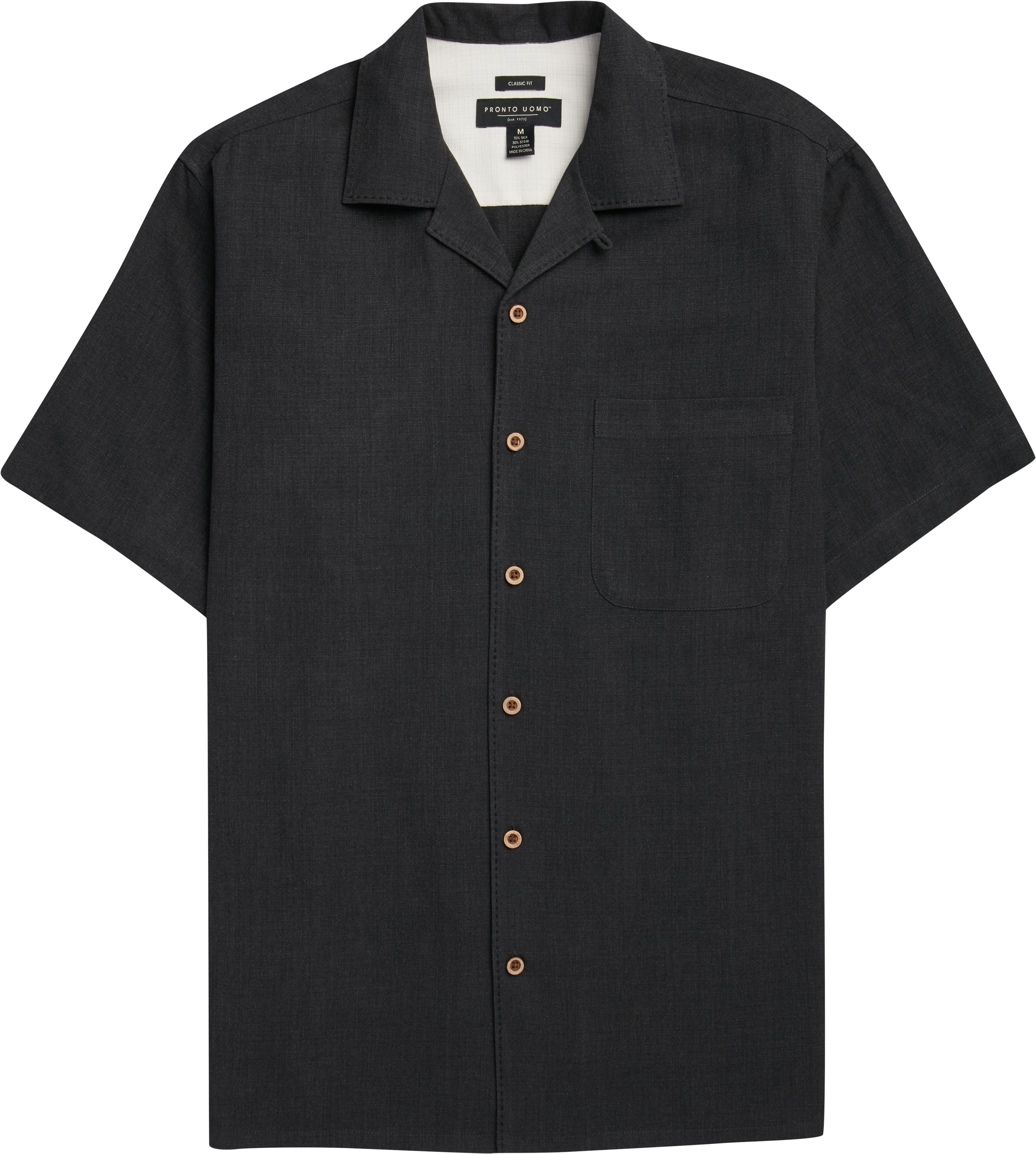 Pronto Uomo Black Silk & 37.5 Tech Fabric Camp Shirt - Men's Sale | Men ...