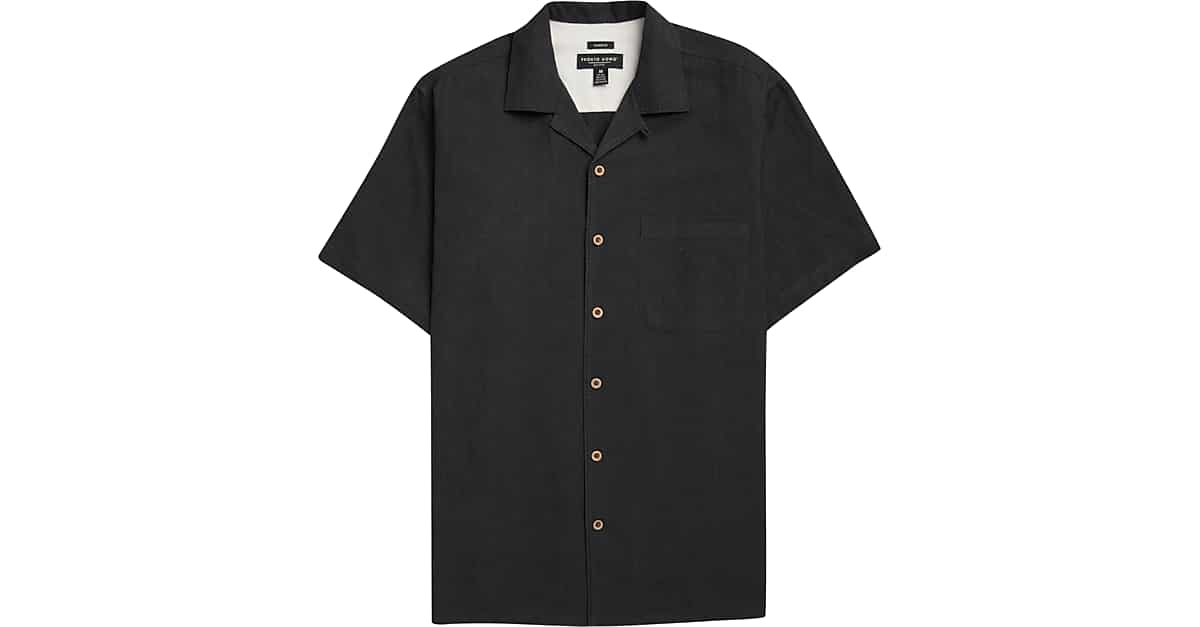 Pronto Uomo Black Silk & 37.5 Tech Fabric Camp Shirt - Men's Sale | Men ...