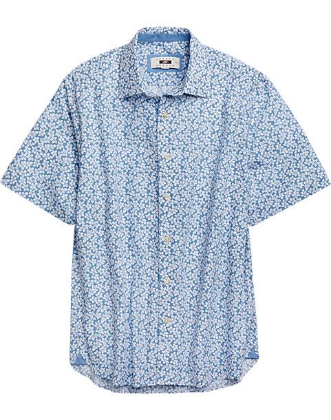 Joseph Abboud Blue & White Floral Pattern Sport Shirt