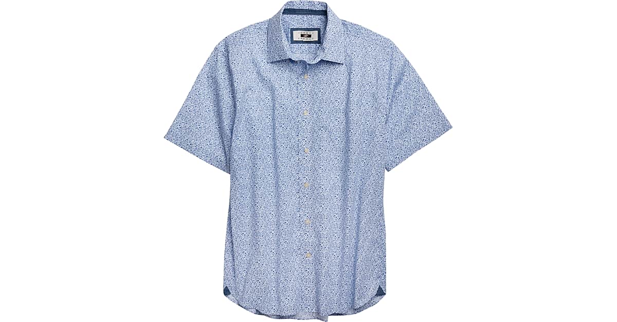 Joseph Abboud Blue Floral Short Sleeve Sport Shirt - Men's Sale | Men's ...