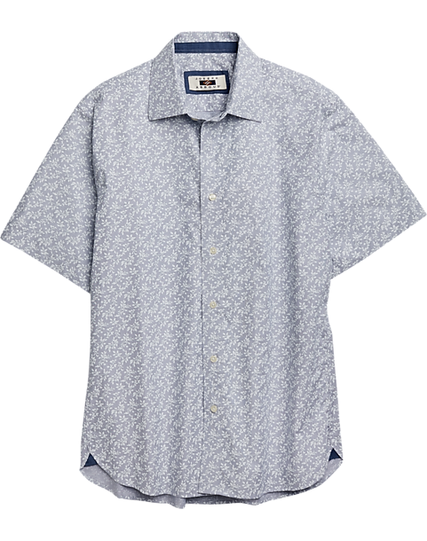 Joseph Abboud Blue Leaf & Stripe Pattern Sport Shirt - Men's Sale | Men ...