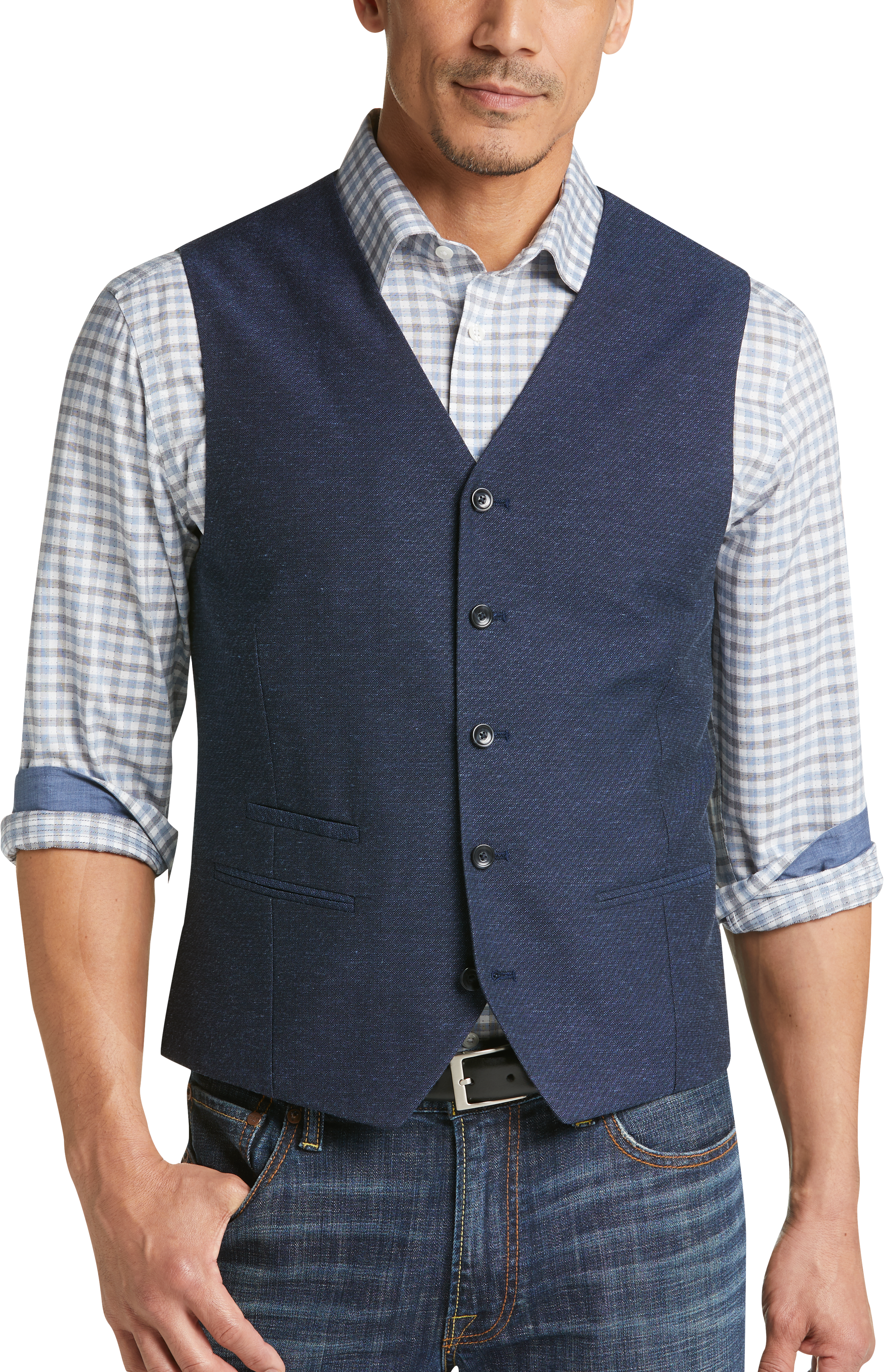 Joseph Abboud Indigo Blue Vest, Navy Diamond - Men's Suits | Men's ...