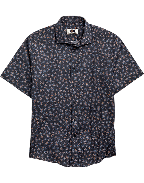 Joseph Abboud Black Floral Short Sleeve Sport Shirt - Men's Sale | Men ...