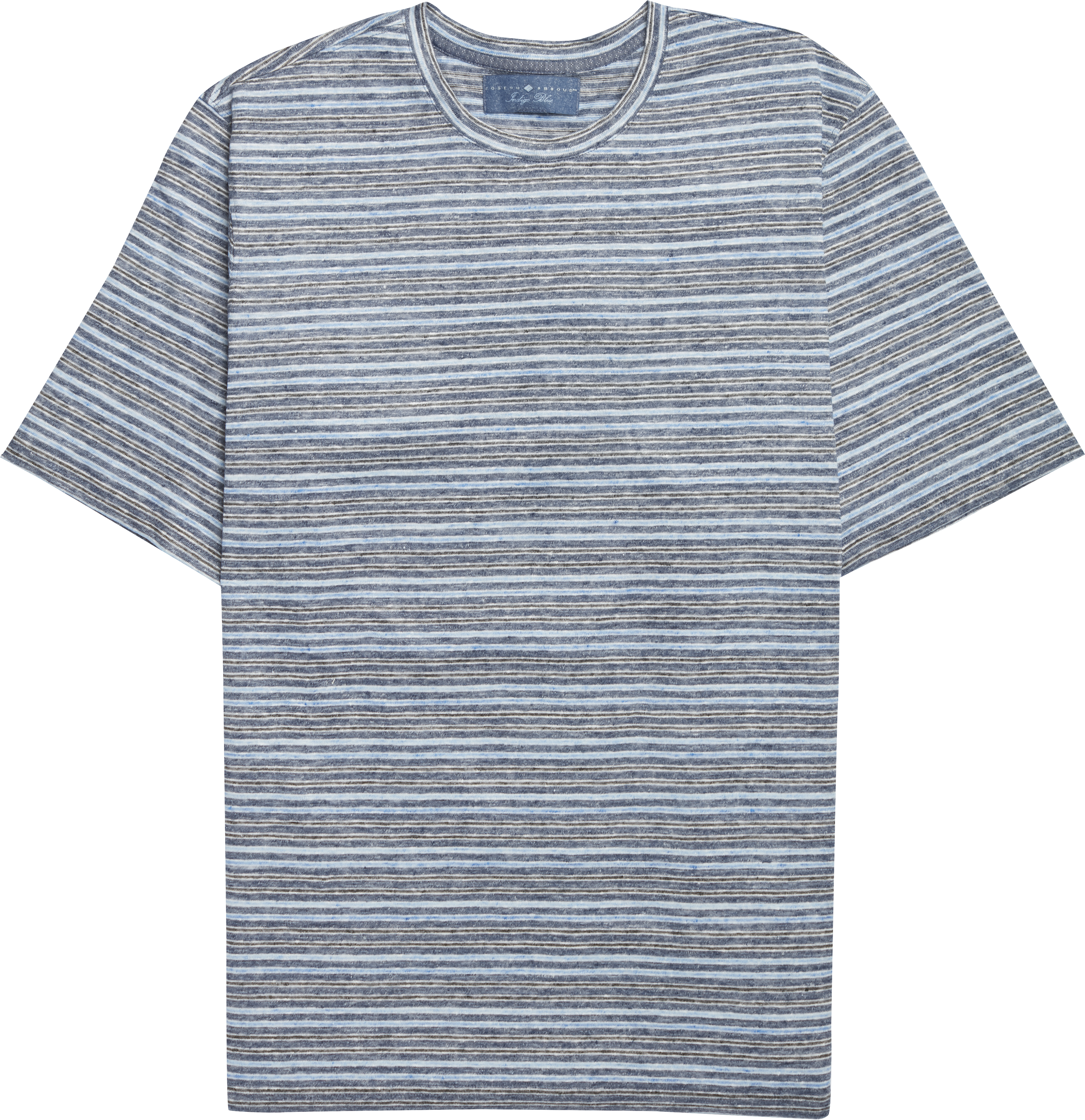 Joseph Abboud Indigo Blue Crew Neck Shirt, Navy Stripe - Men's Sale ...