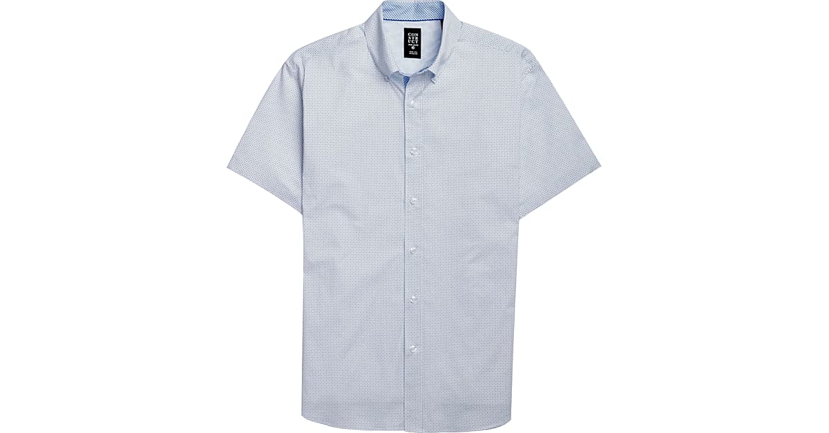 Con.Struct White & Blue Dots Short Sleeve Sport Shirt - Men's Sale ...