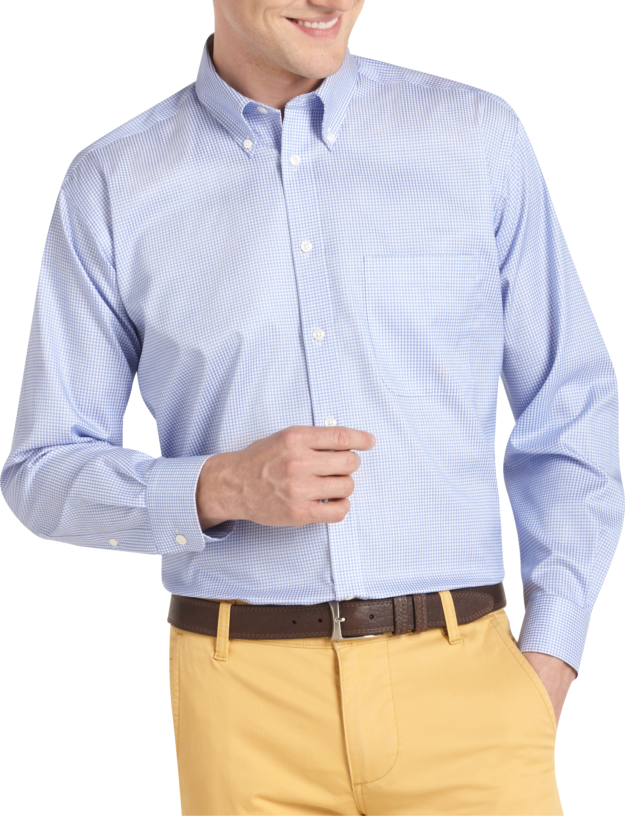 Joseph & Feiss Blue Check Button-Down Woven Classic Fit Shirt - Men's ...