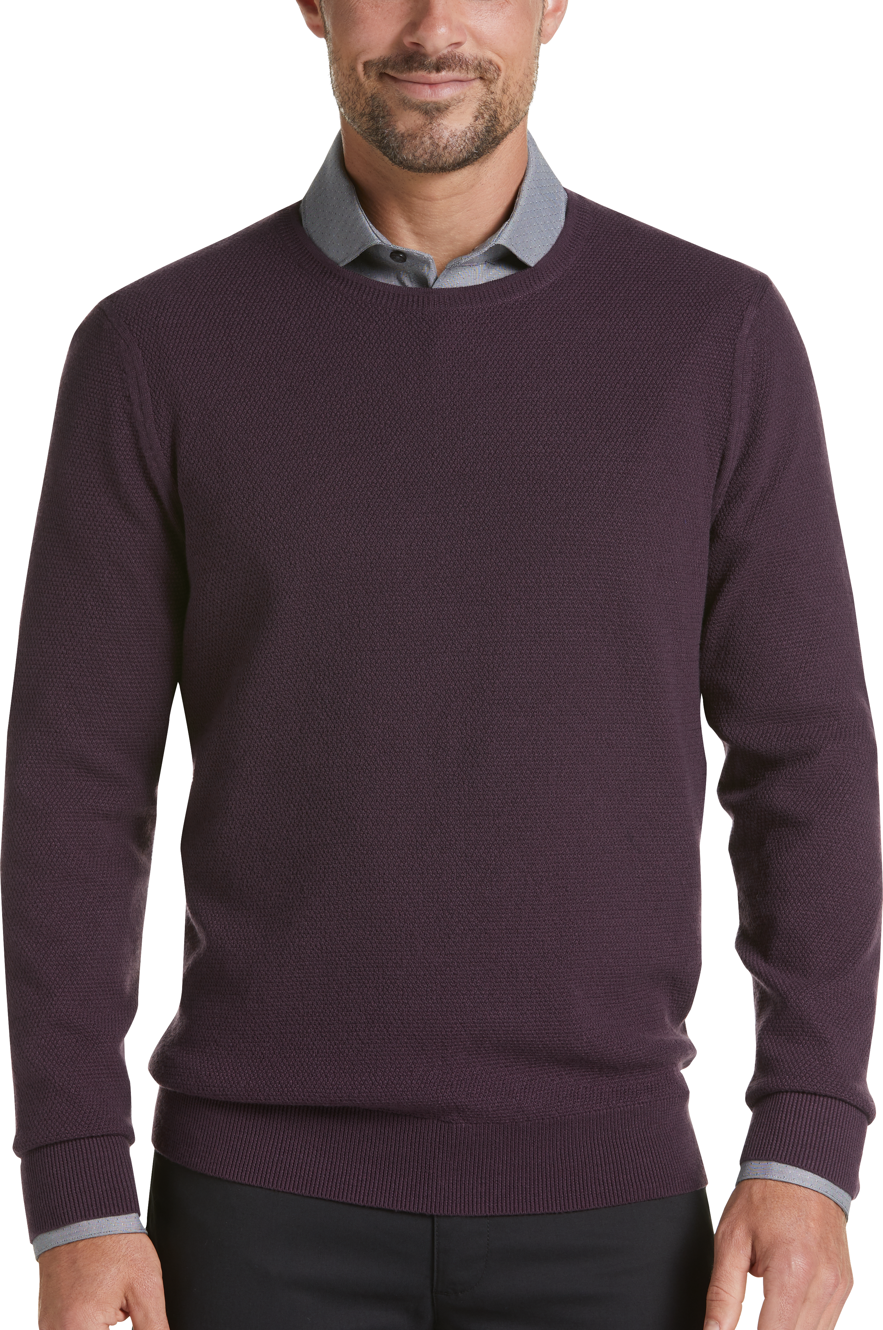 JOE Joseph Abboud Burgundy Slim Fit Crew Neck Sweater - Men's Big ...