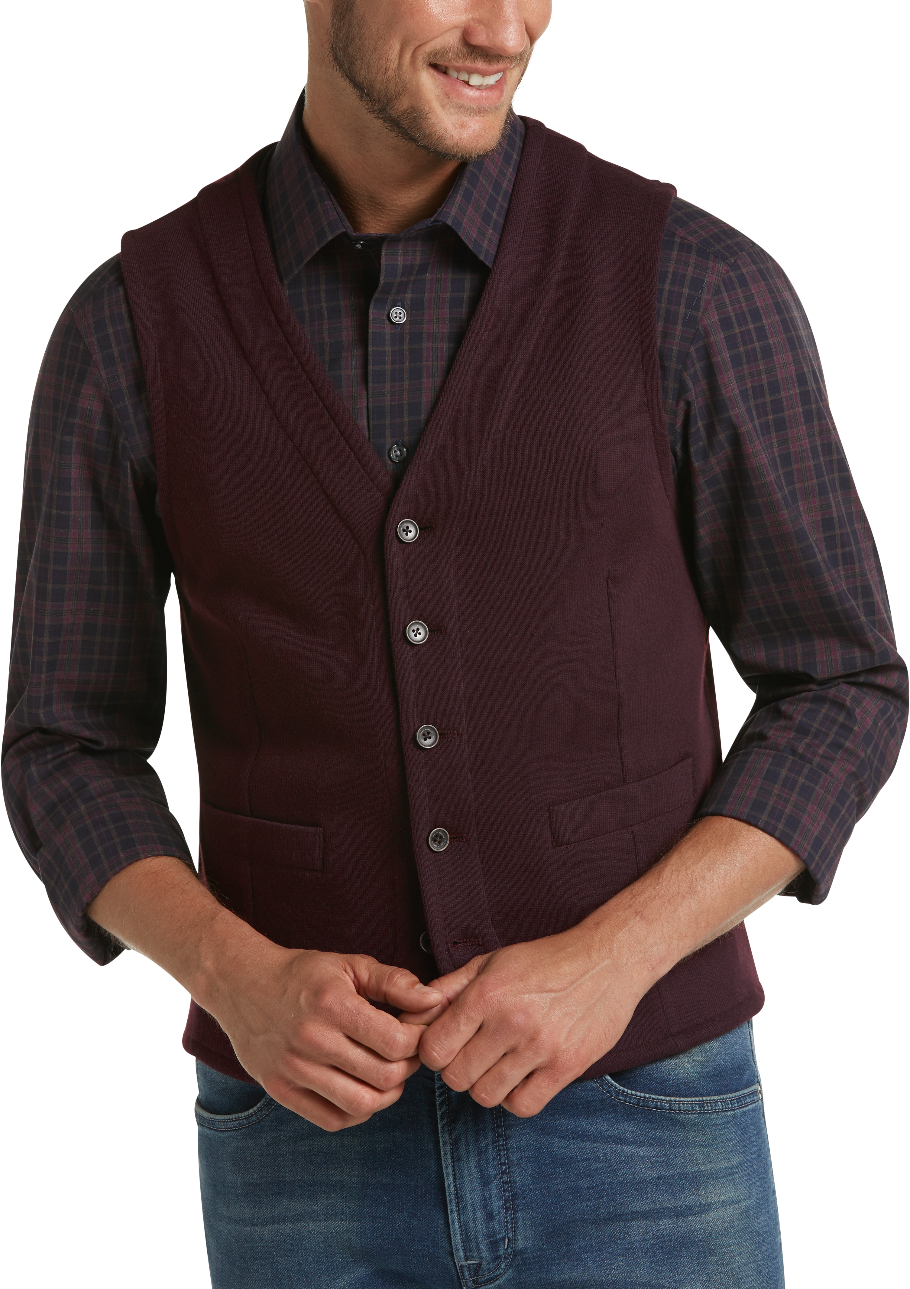 Joseph Abboud Wine Modern Fit Vest - Men's Suits | Men's Wearhouse