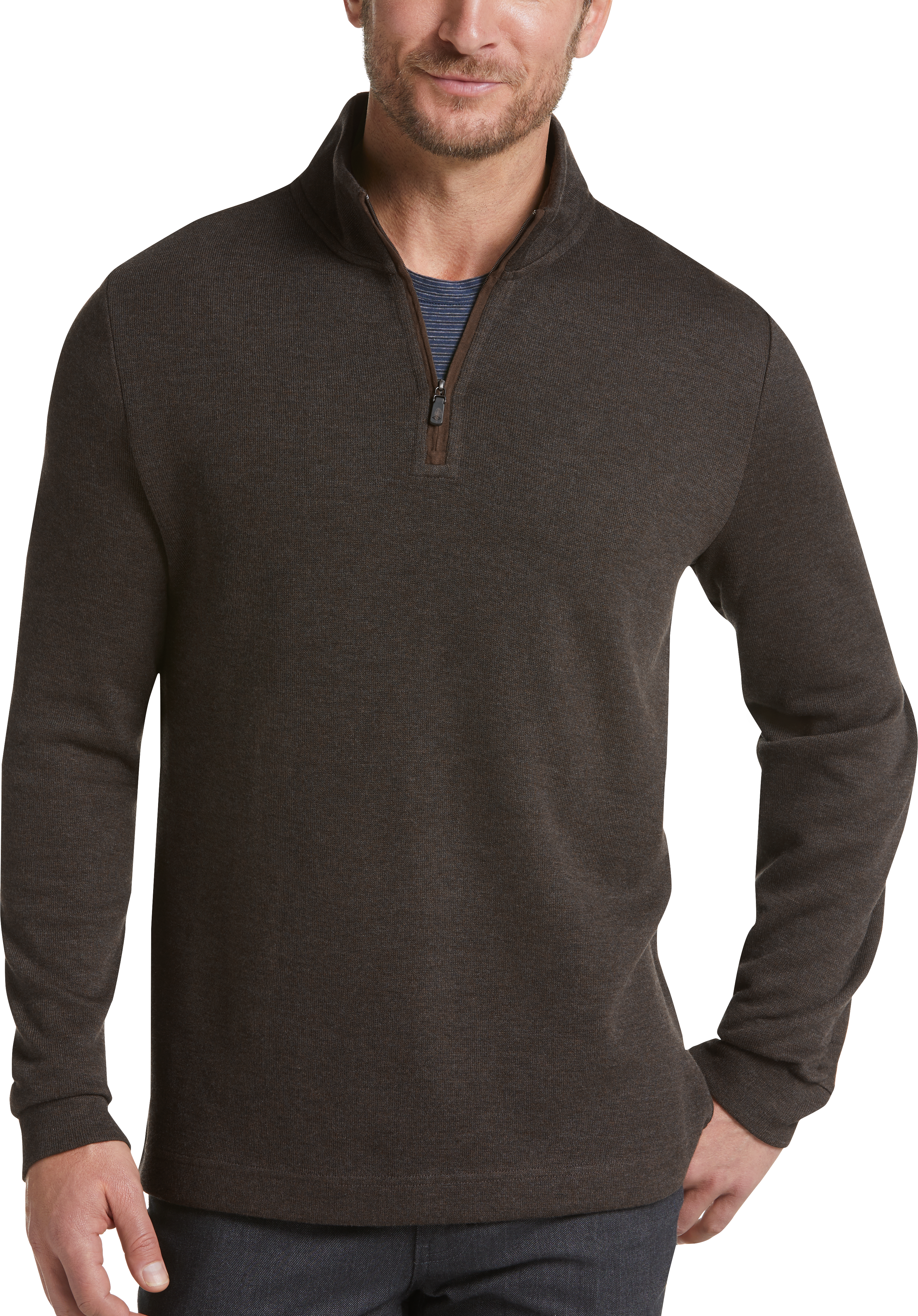 brown quarter zip sweatshirt