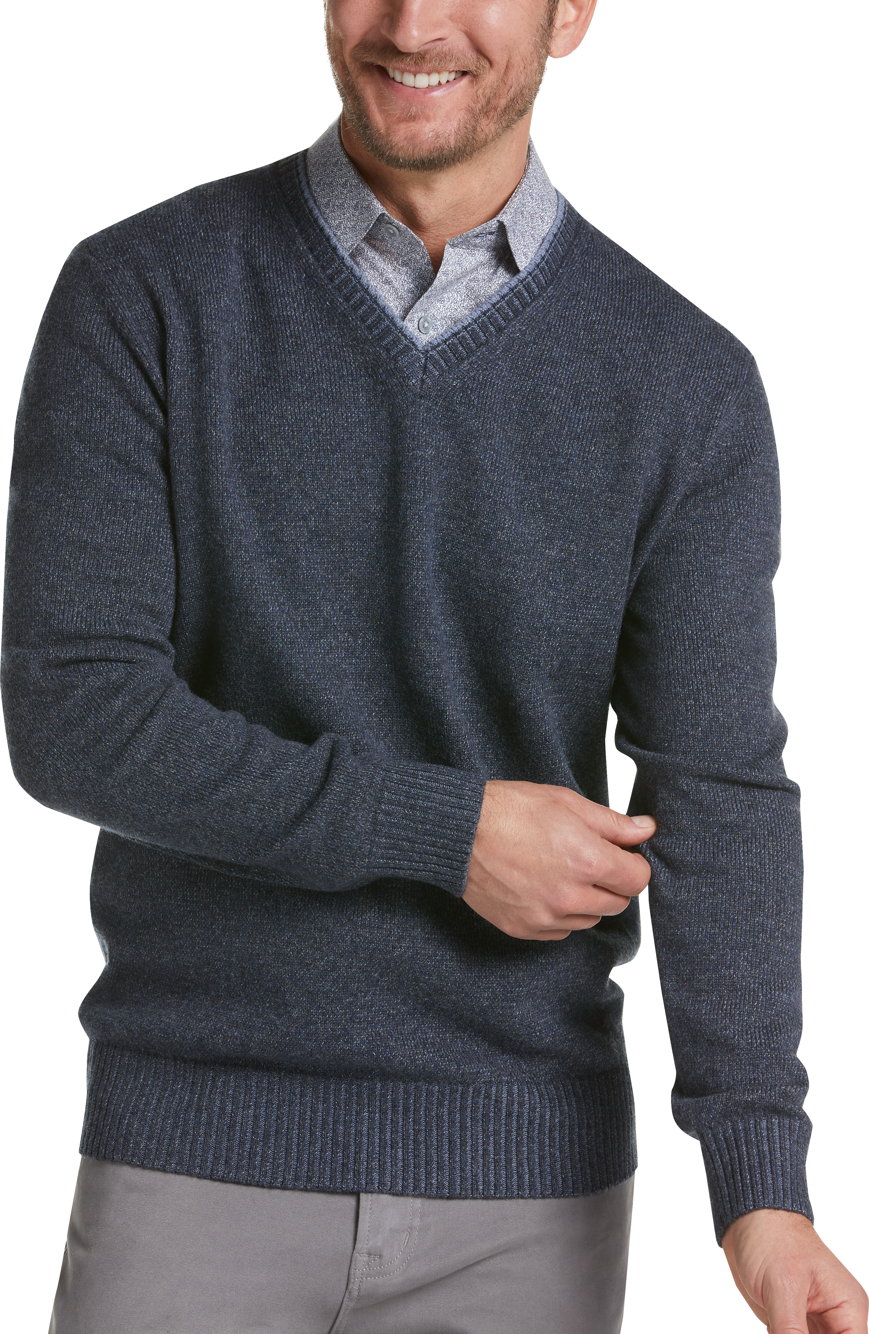 Joseph Abboud Blue Modern Fit V-Neck Sweater - Men's Sale | Men's Wearhouse