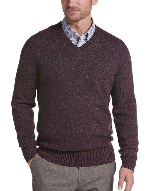 Joseph Abboud Burgundy Modern Fit V-Neck Sweater - Men's Sale | Men's ...