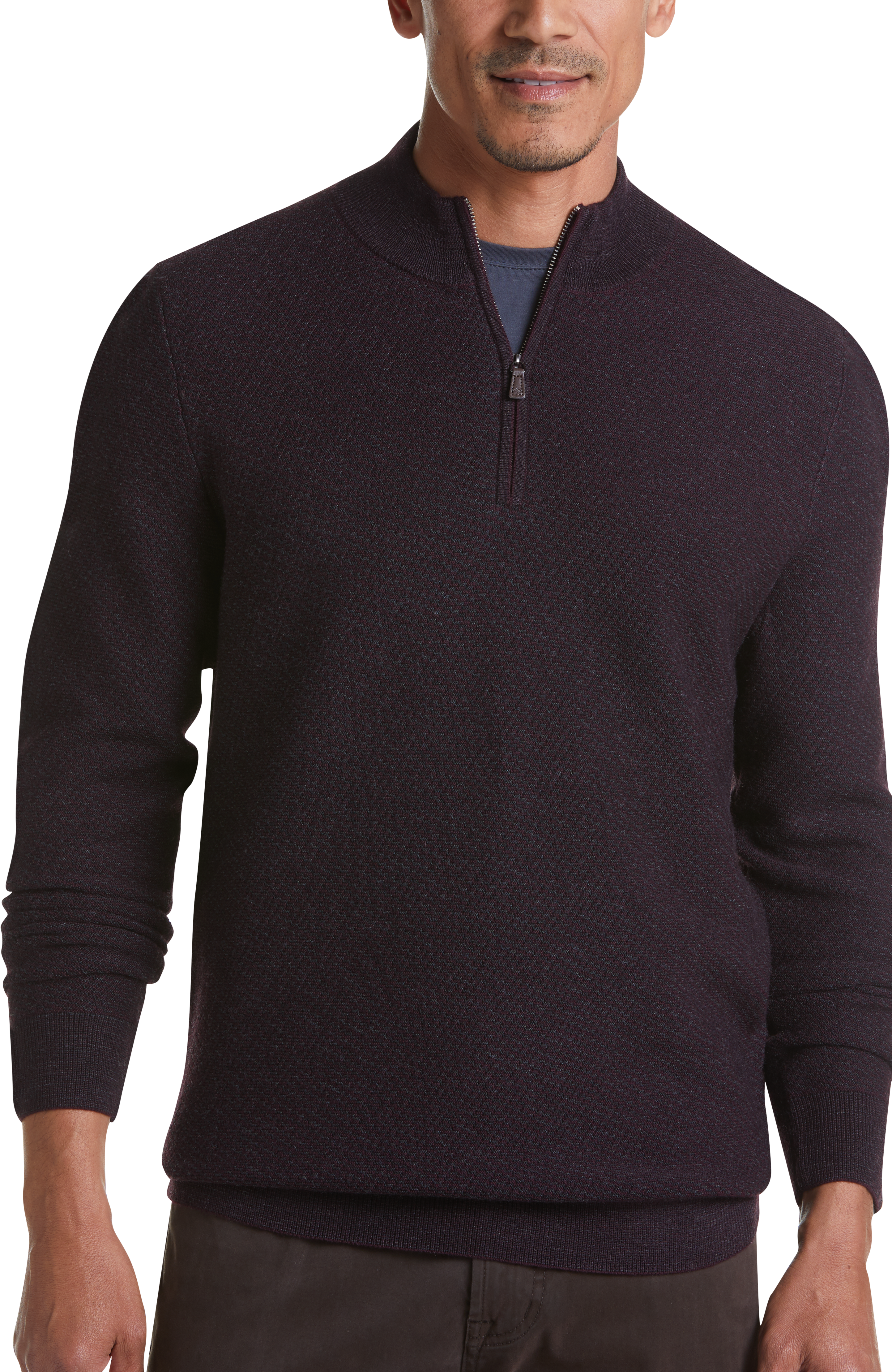 Joseph Abboud Burgundy Wool Blend Modern Fit 1/4-Zip Sweater - Men's Sale |  Men's Wearhouse
