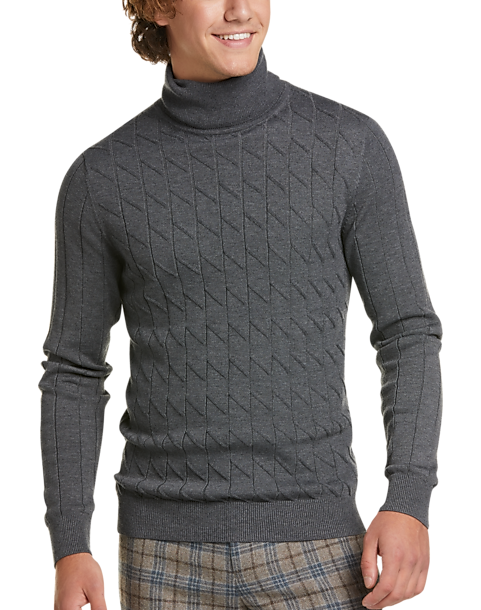 ouxiuli Mens Slim Casual Turtleneck Pullover Sweaters with Twist Patterned 