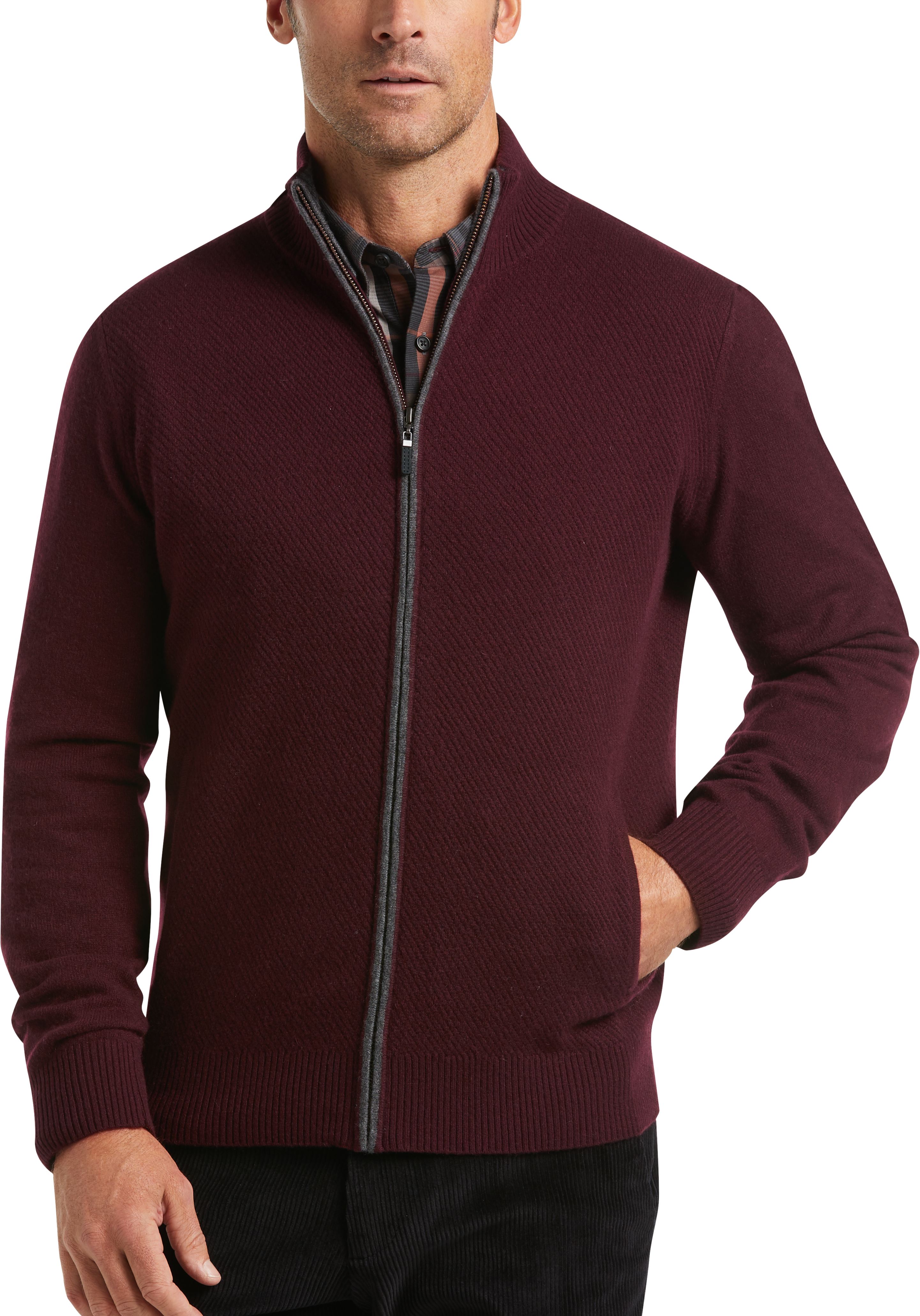 mens cashmere cardigan zipper