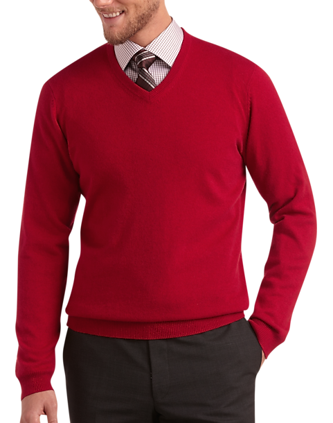 Pronto Uomo Red Cashmere V-Neck Sweater - Men's Sale | Men's Wearhouse