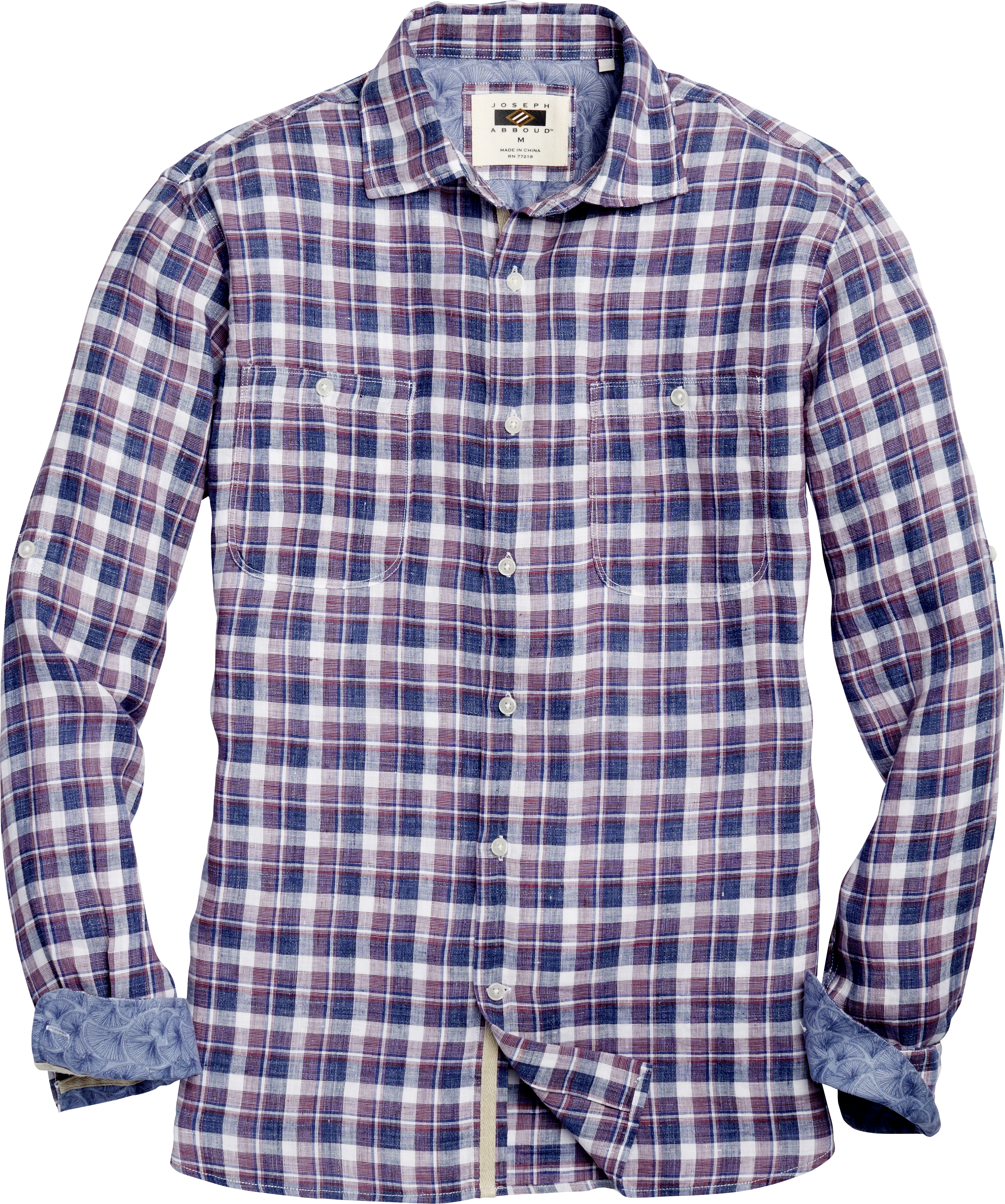 Joseph Abboud Purple Plaid Linen Sport Shirt - Men's Sale | Men's Wearhouse