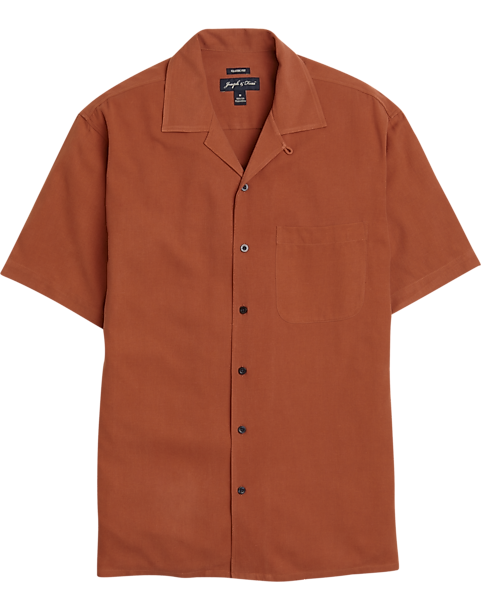 Joseph & Feiss Spice Orange Classic Fit Camp Shirt - Men's Shirts | Men ...