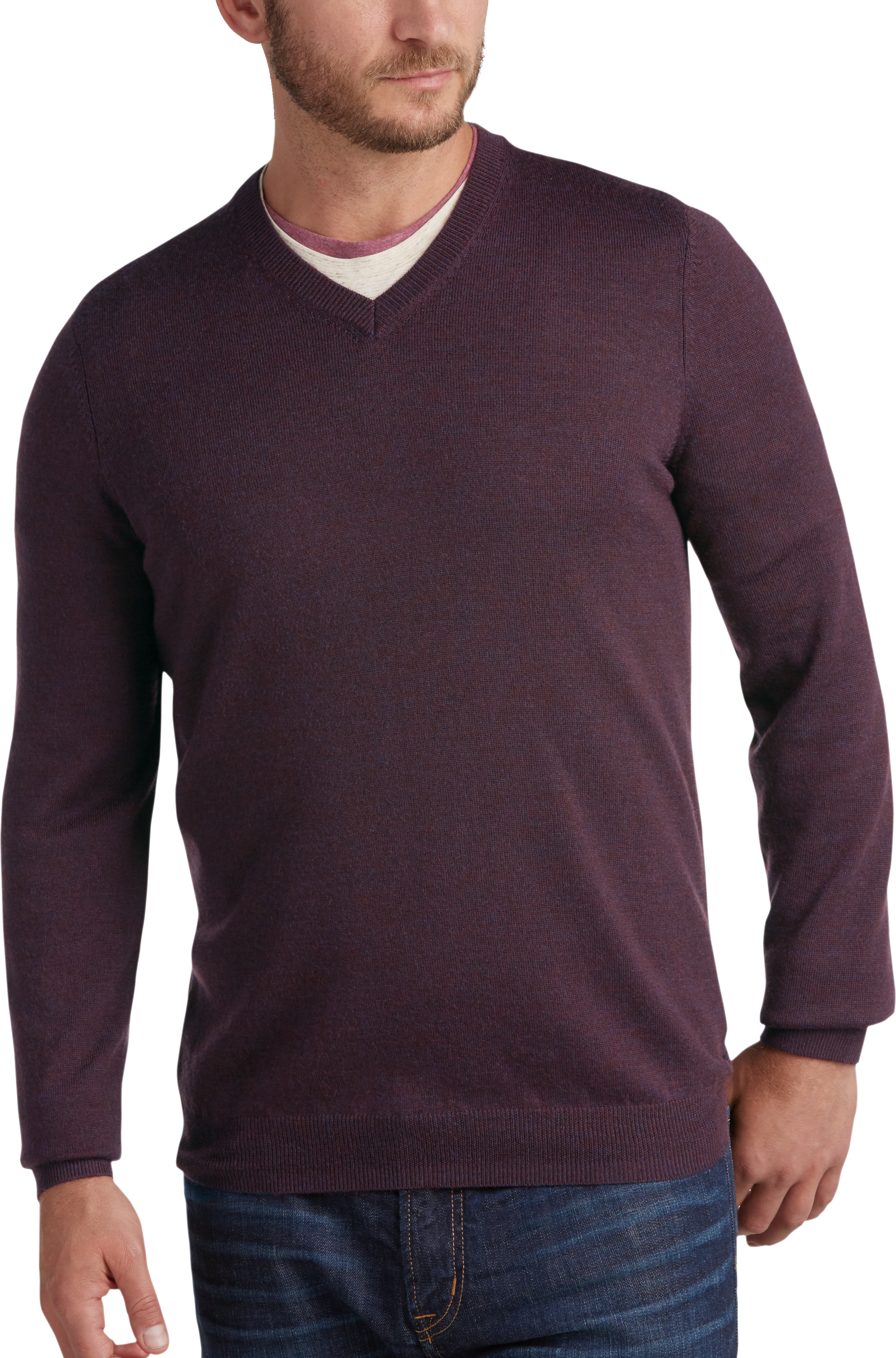 Joseph Abboud Merlot V Neck Merino Wool Sweater Men S Sale Men S Wearhouse