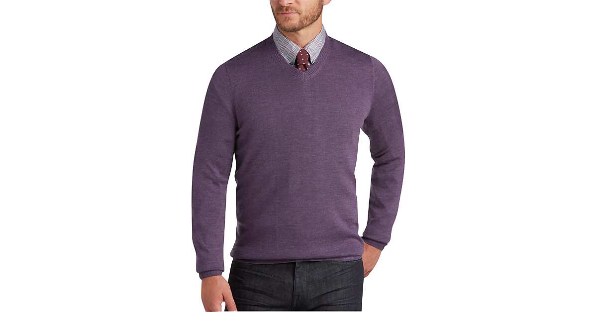 Joseph Abboud Lavender V Neck Merino Wool Sweater Men S Sale Men S Wearhouse