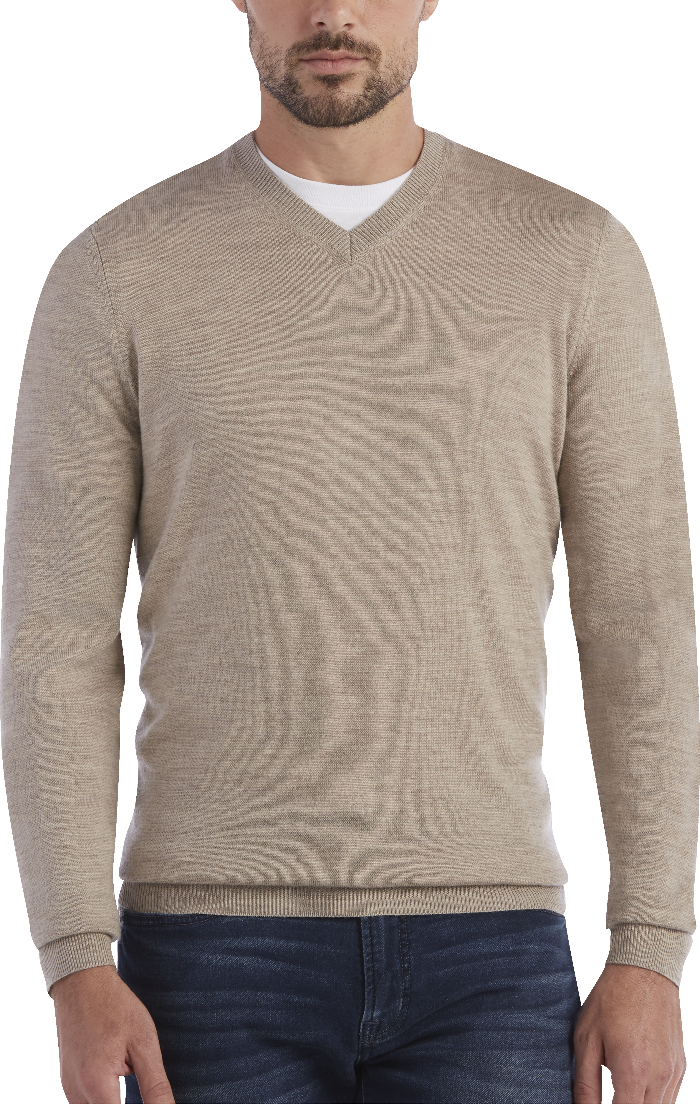 Joseph Abboud Sand V Neck Merino Wool Sweater Men S Sale Men S Wearhouse