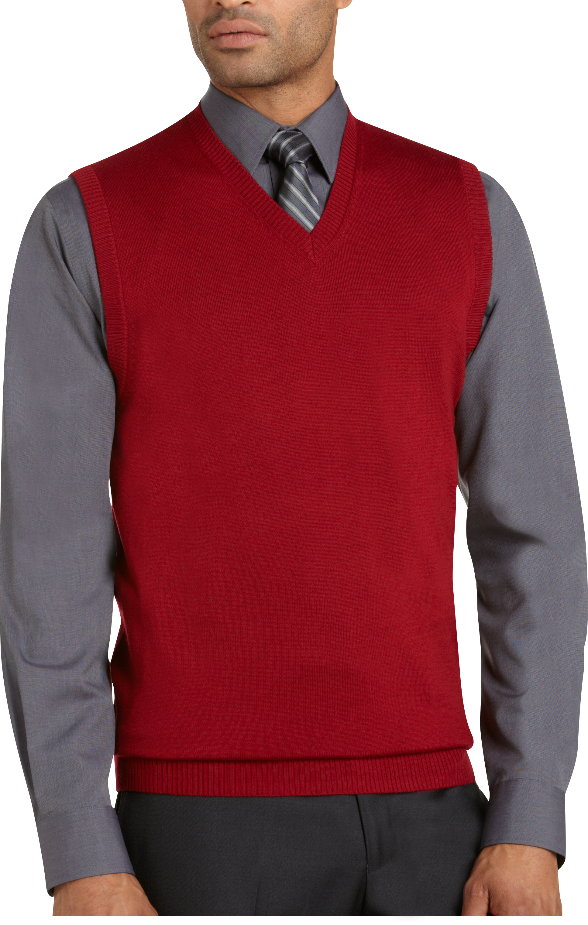 Pronto Uomo Red Merino Sweater Vest - Men's Sweaters | Men's Wearhouse
