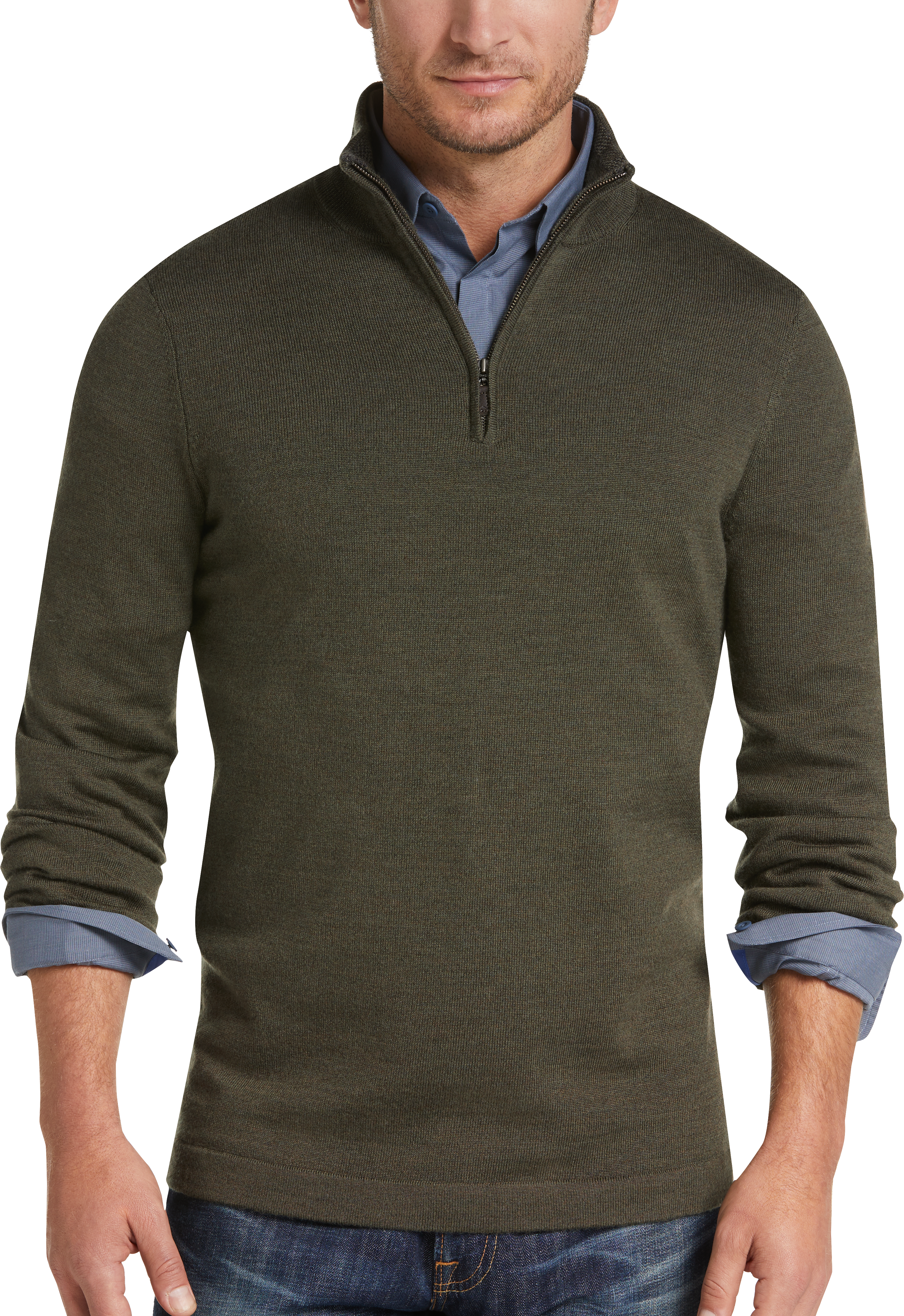 mock neck zip sweater