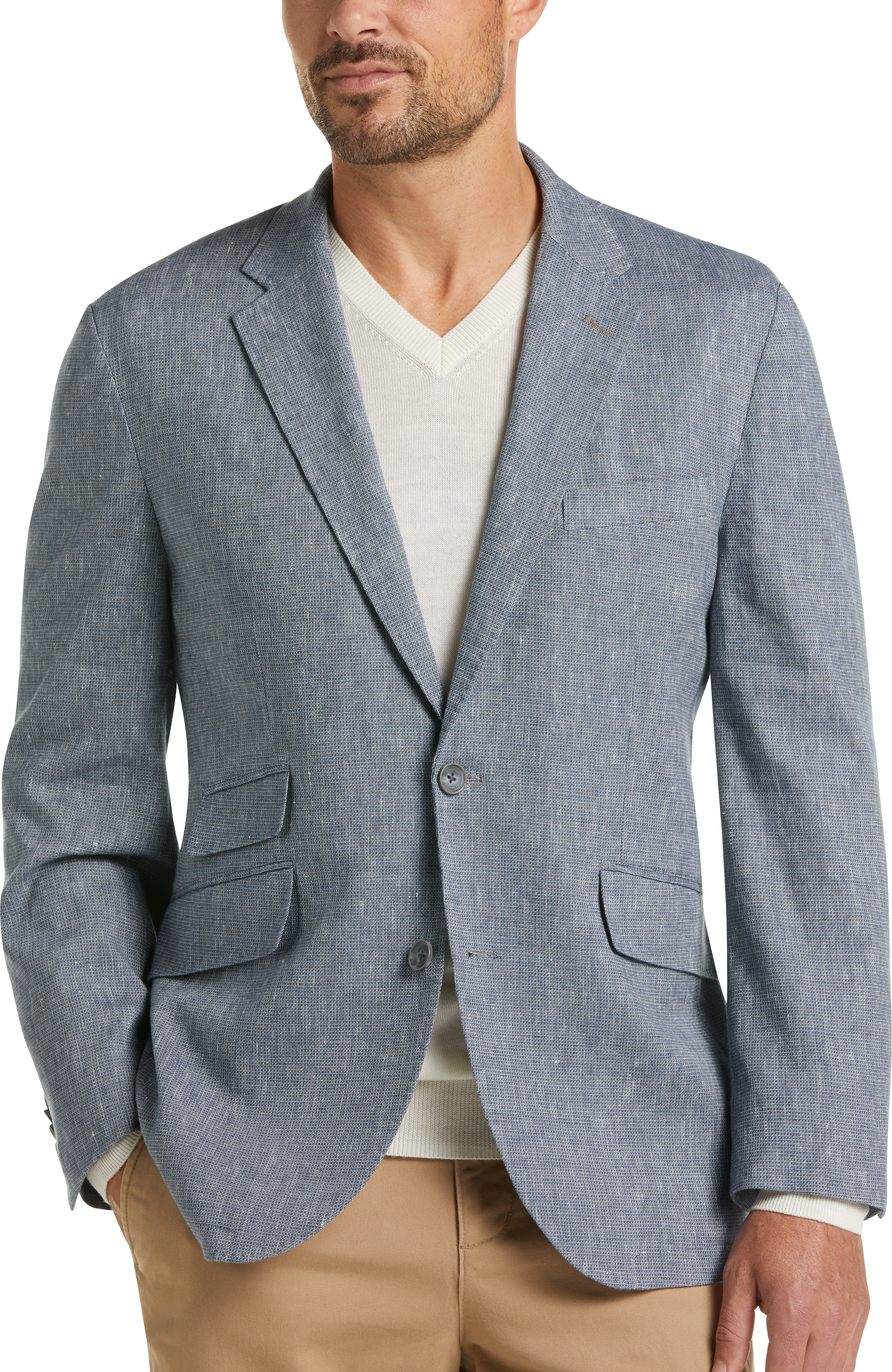 Joseph Abboud Blue Textured Modern Fit Casual Coat - Men's Sale | Men's ...