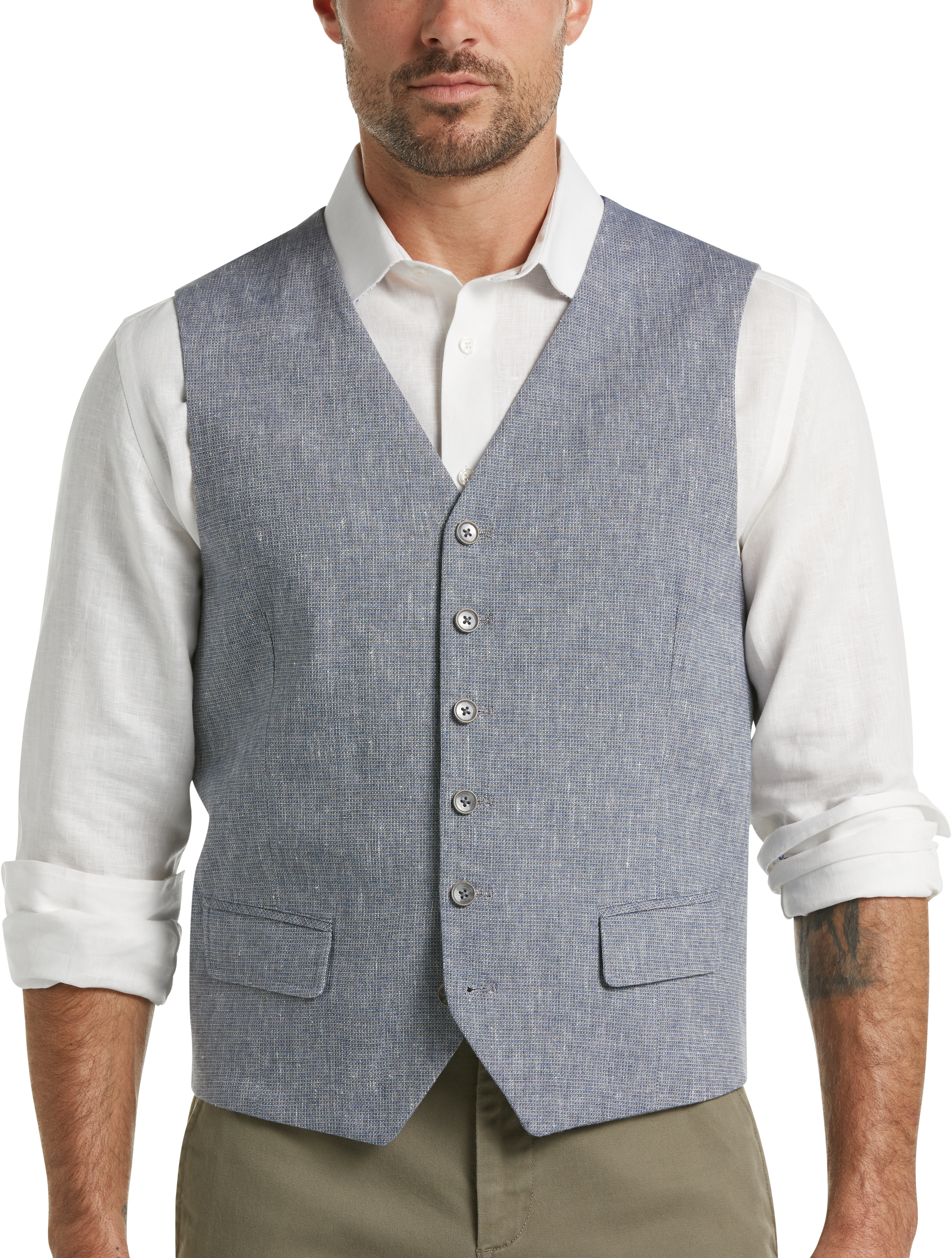 Joseph Abboud Blue Linen Vest - Men's Sale | Men's Wearhouse