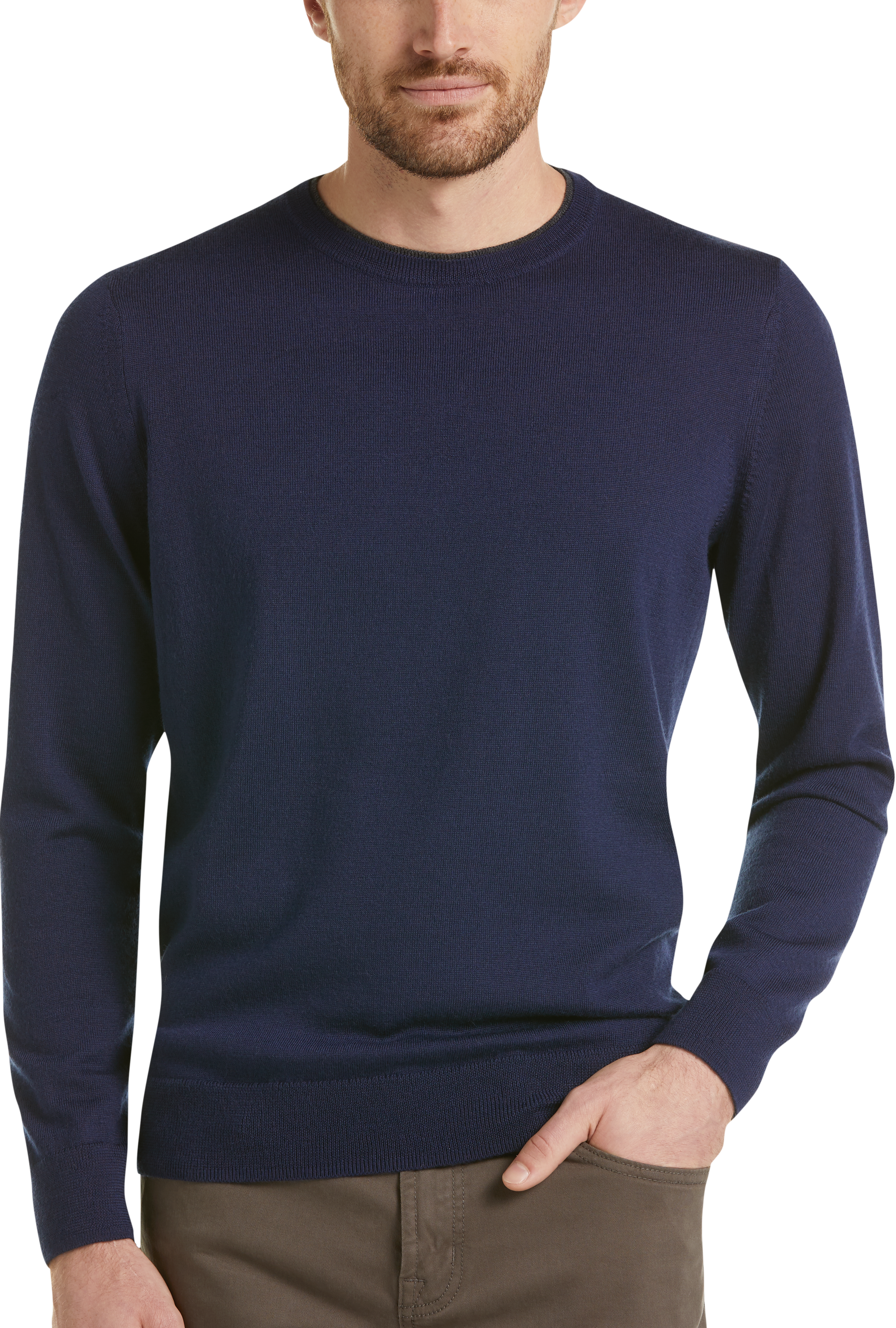 crew neck sweater with collar