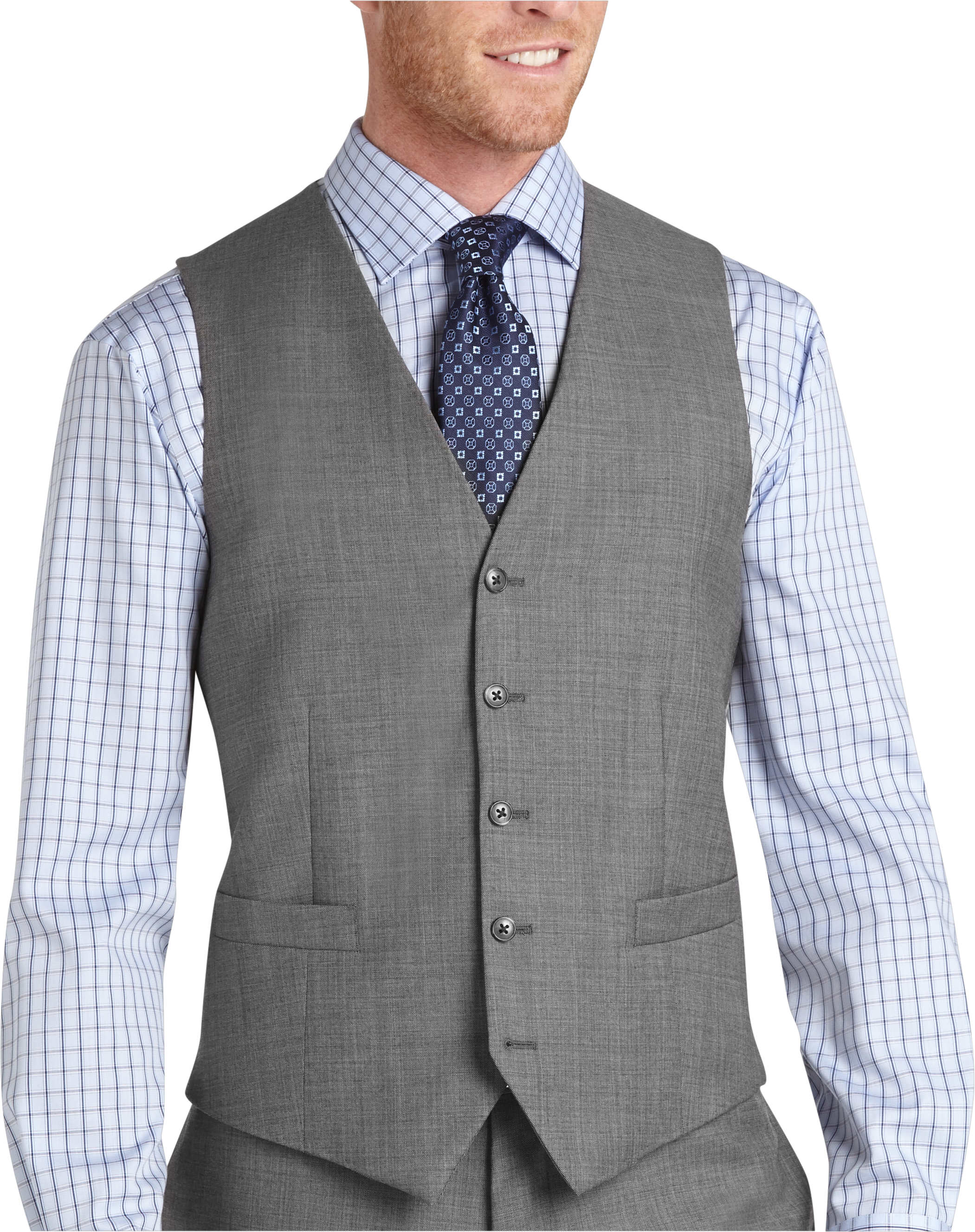Joseph Abboud Gray Sharkskin Modern Fit Suit Separate Vest - Men's Sale ...