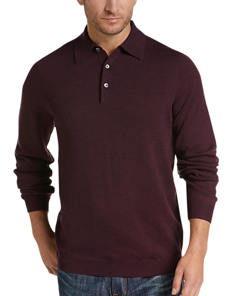 Joseph Abboud Wine Polo Collar Sweater - Men's Sale | Men's Wearhouse